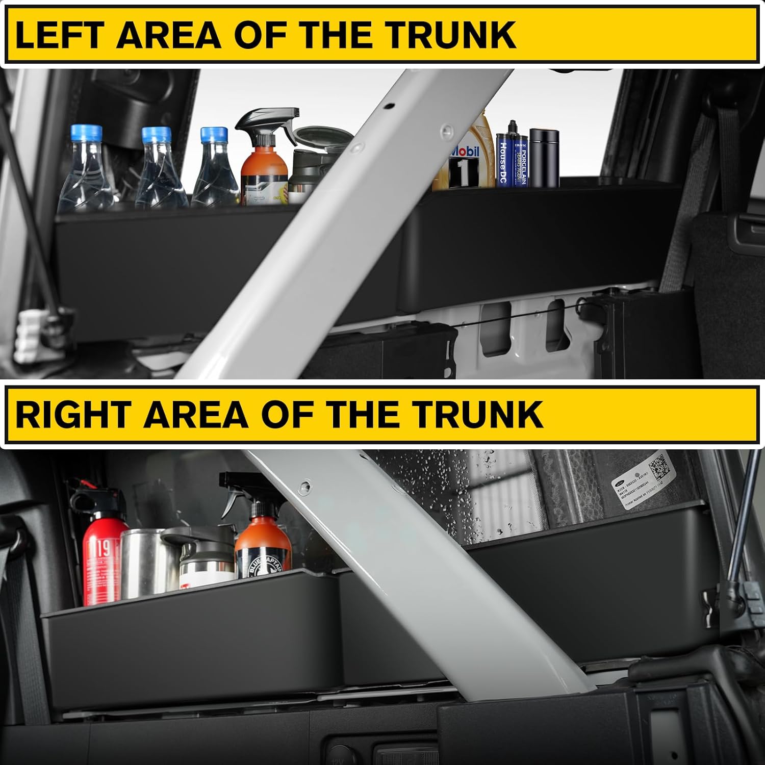 Trunk Side Storage Box Tray Organizers for Ford Bronco 2021 2022 2023 2024 4 Door, ABS Storage Box Container, Trunk Caddy Box, Rear Cargo Box Right & Left Side, Internal Accessories, 4PCS