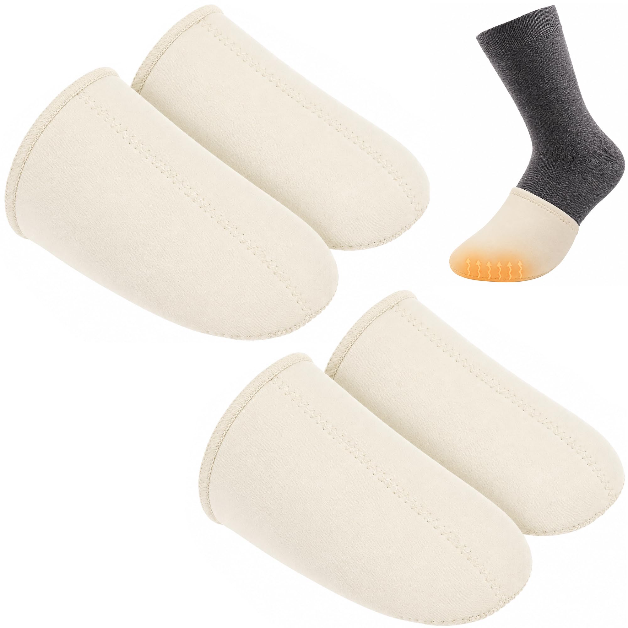2 Pair 3mm Neoprene Toe Warmers, M Size Beige Toe Covers Toe Warmer Booties