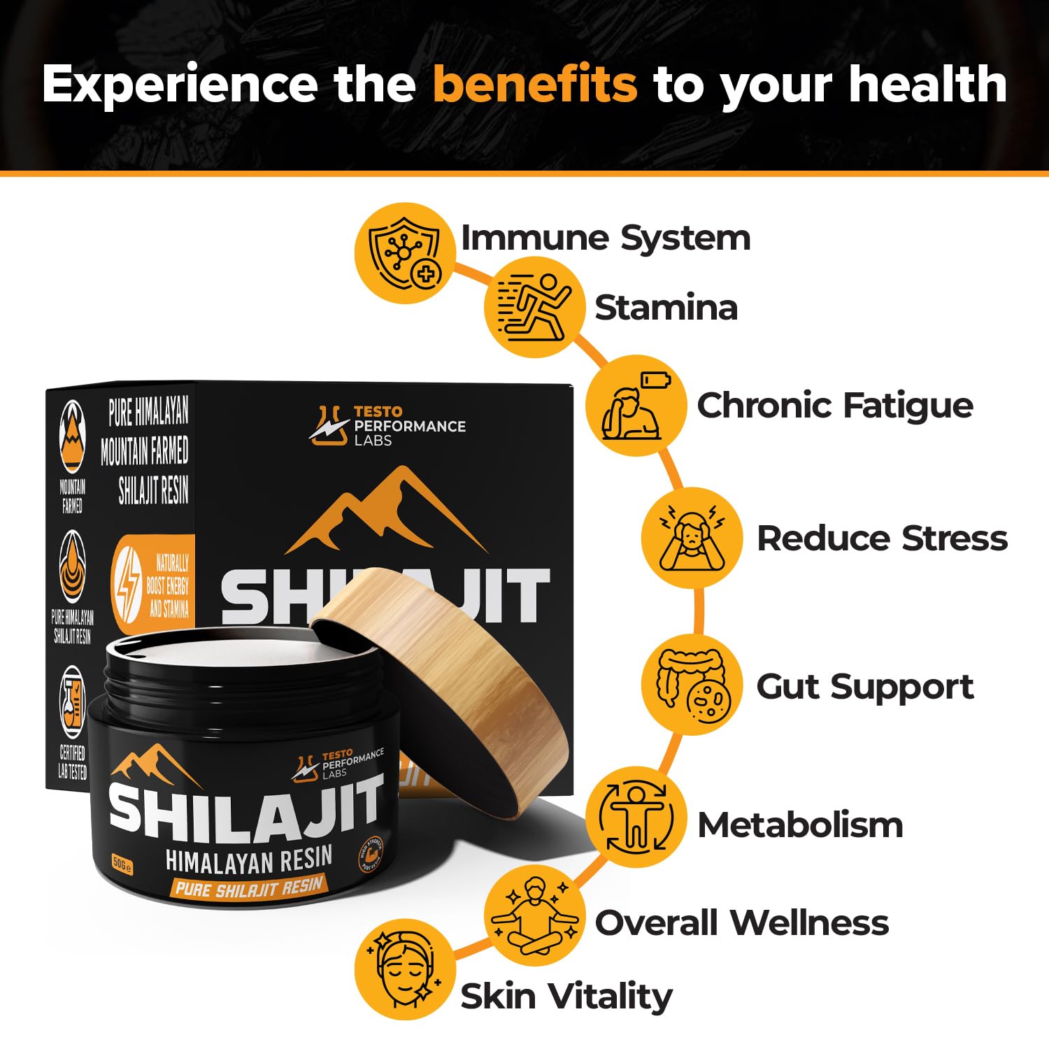 Resina Shilajit de 400 mg | Shilajit puro del Himalaya estándar de oro | Resina orgánica de Shilajit rica en más de 85 minerales para energía, vitalidad y apoyo inmunológico | Shilajit 100% natural