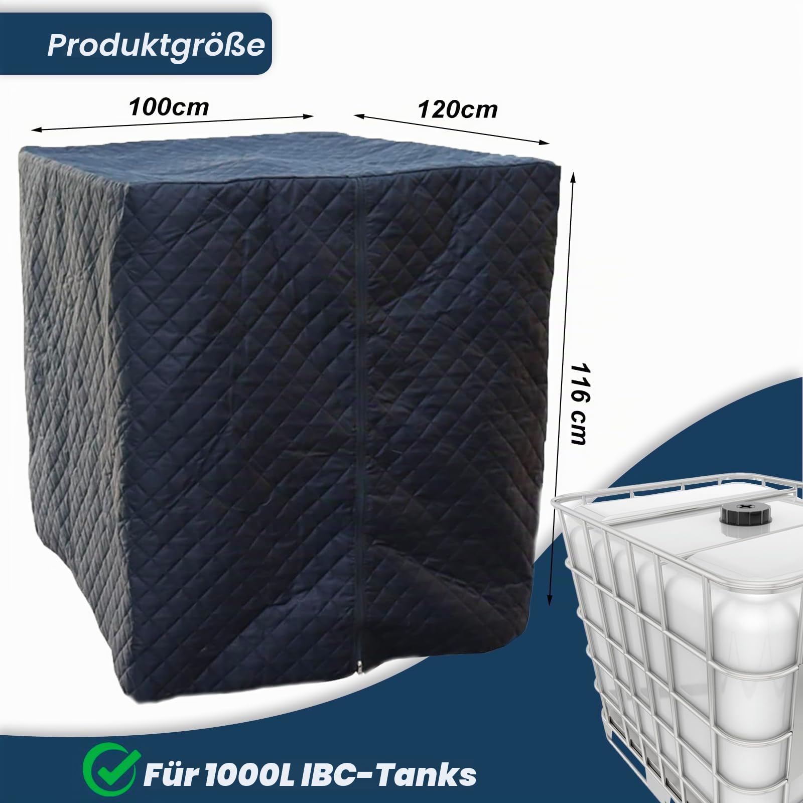 IBC Tank Abdeckung Thermohaube Frostschutz - Ibc Container Abdeckung, 1000L Wassertank Frostschutz, Verdickung Plus Baumwolle UV-Schutz, IBC Tank Zubehör Abzudecken Winter