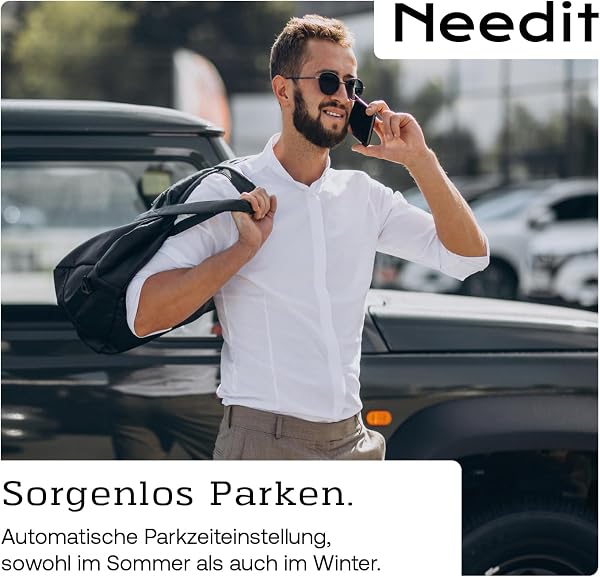 Needit elektronische Parkscheibe Park Lite I automatische Parkscheibe elektrisch mit Zulassung vom Kraftfahrt-Bundesamt I Digitale Parkuhr mit 2 Displays & vielen Funktionen, langlebig & zuverlässig - 2
