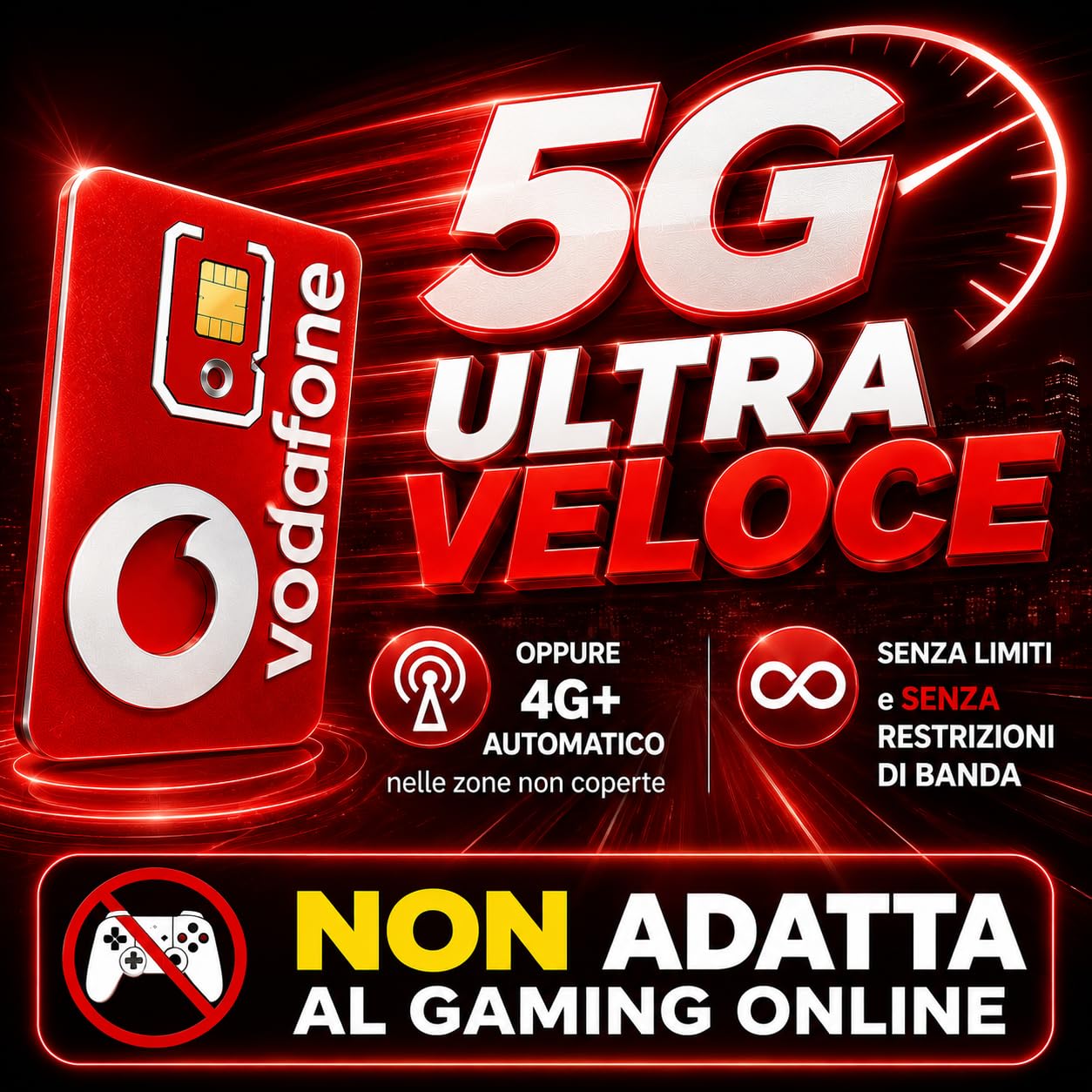 VODAFONE SIM DATI 5G con tutti i Giga che vuoi e Senza Limiti Pratici in Italia e Europa senza restrizioni