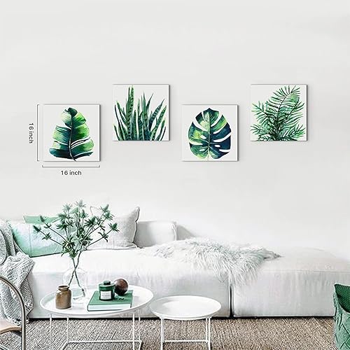 Miniatura 41 de Arte de pared de naturaleza con plantas verdes, decoración de pared de hojas botánicas tropicales, impresiones en lienzo para dormitorio, Hoja