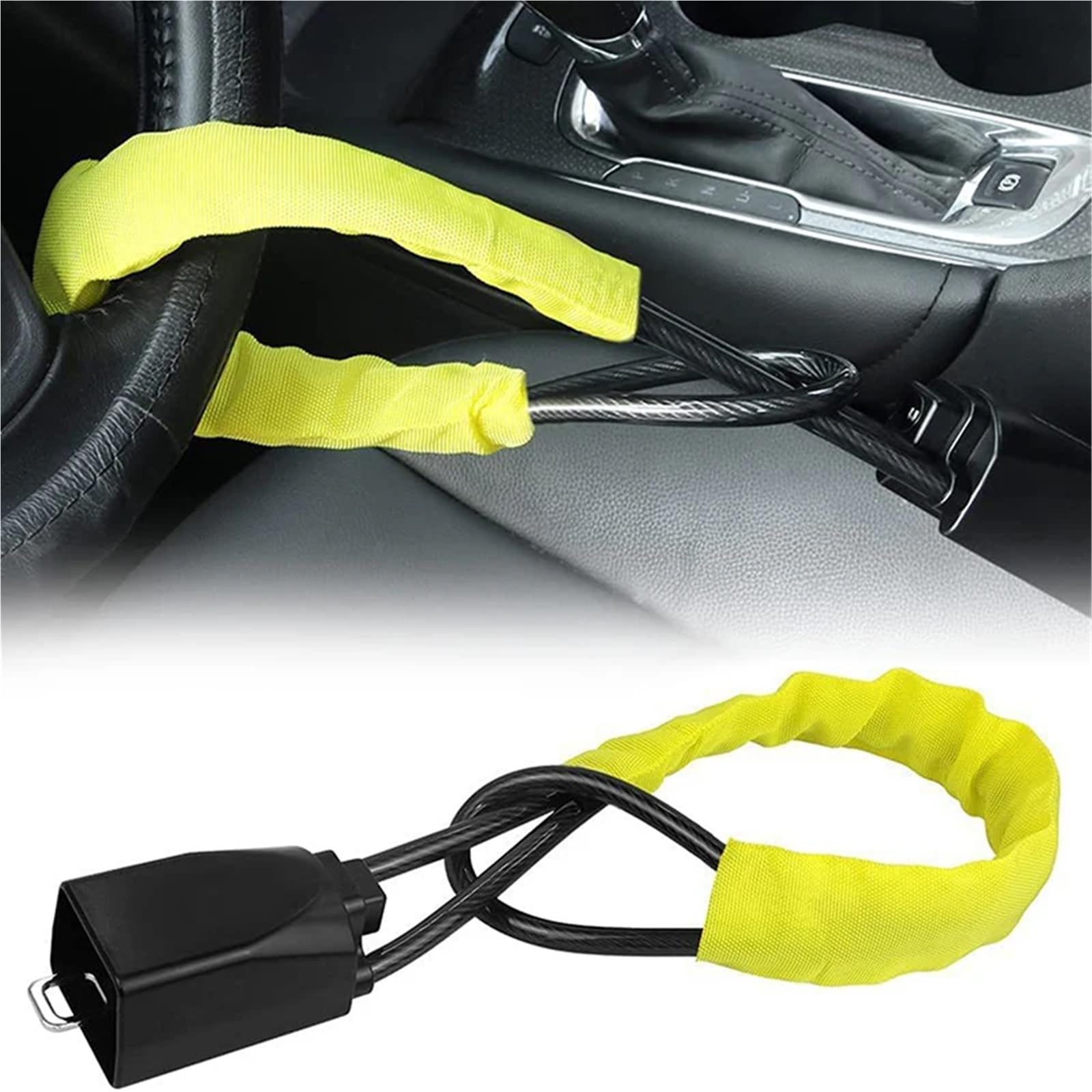 Cierre del cinturón de Seguridad del Volante con, Cerradura Universal for Volante de Coche con Hebilla for cinturón Seguridad, Multicolor(Red)