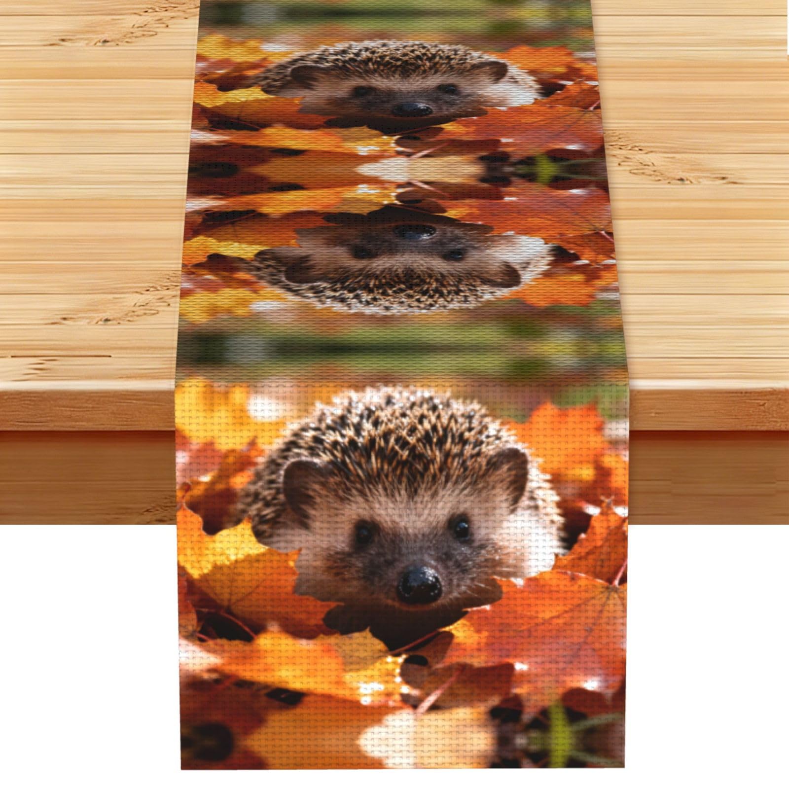 hedgehog Linen Look Table Runner 13x72-Wrinkle Resistant Farmhouse Style for Dining Table Decor