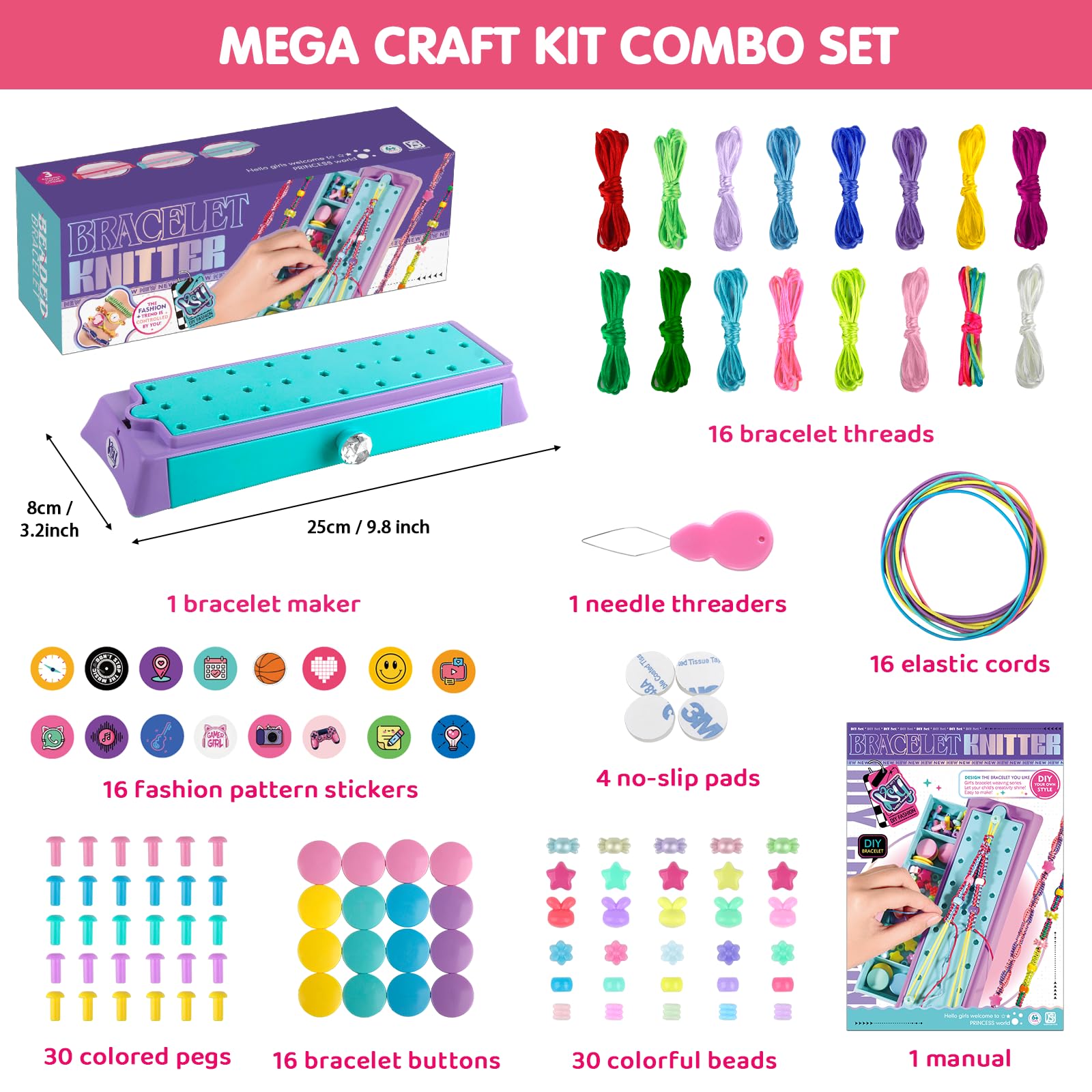 BYTOKI Cadeau Fille 5 6 7 8 9 10 11 12 Ans, Kit de Fabrication de Bracelets pour Filles Kits de Bijoux et Perles pour Enfants Jouet Bijoux Enfants Fille