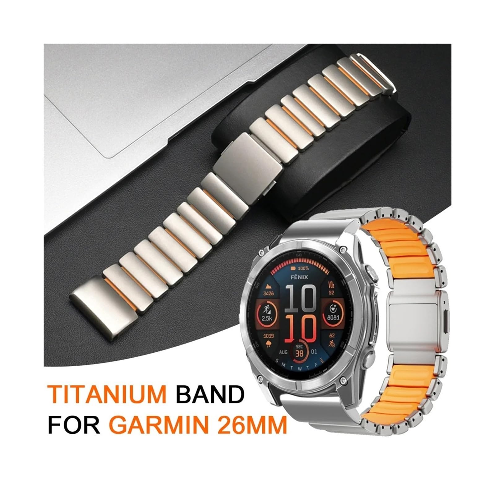 Pasek tytanowy 26mm for Garmin Enduro 3 2 Fenix ​​8 7X Pro 51mm 6X Band for Garmin Tactix 7 7Pro, metalowy, silikonowy pasek do zegarka