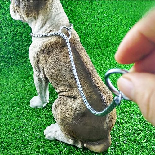Miniatura 7 de Umysky Cadena de metal cromado para perro con diseño de serpiente en forma de serpiente, estranguladorcollar totalmente garantizado contra el