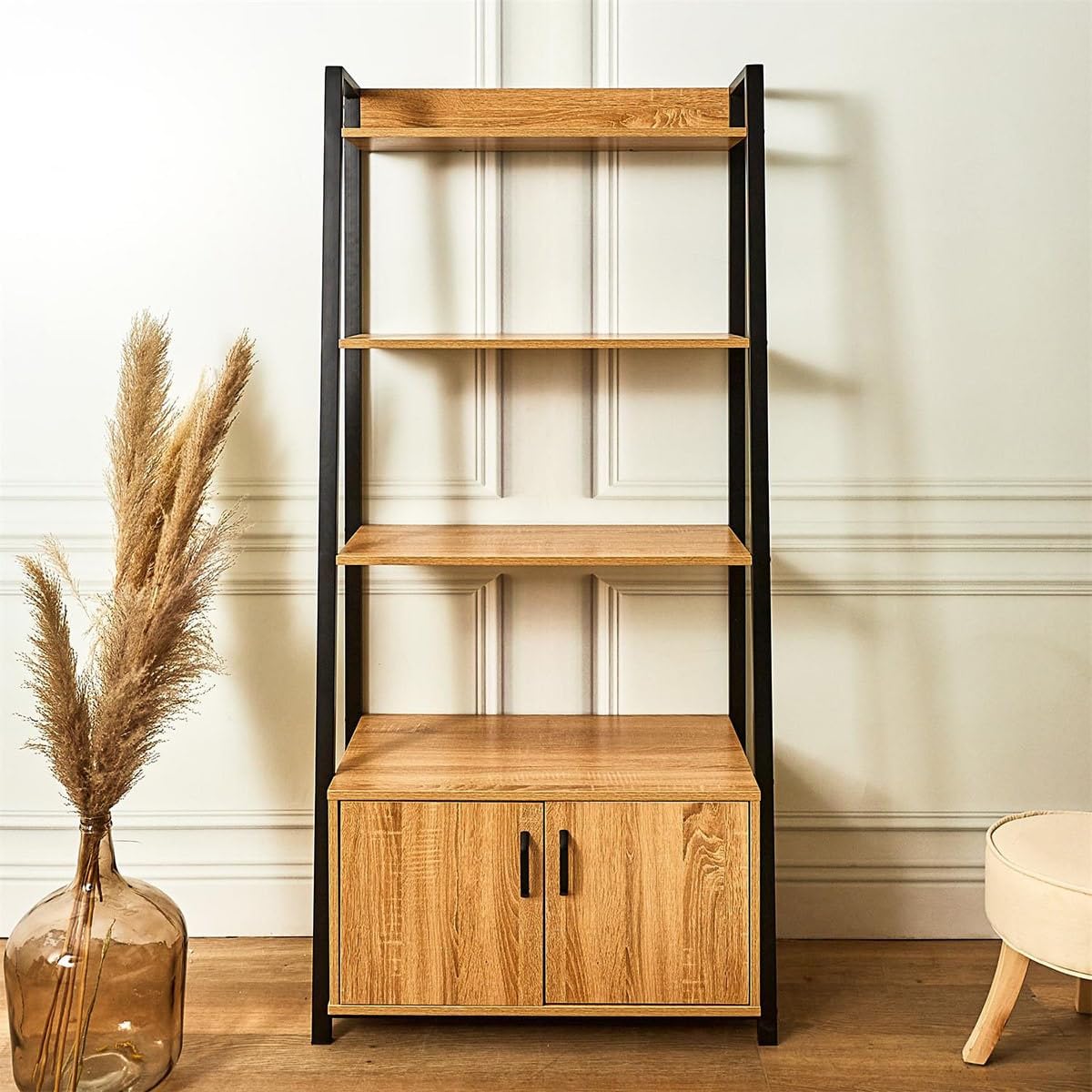 AltoBuy RAJIO - Meuble Etagère Industriel Effet Bois et Métal