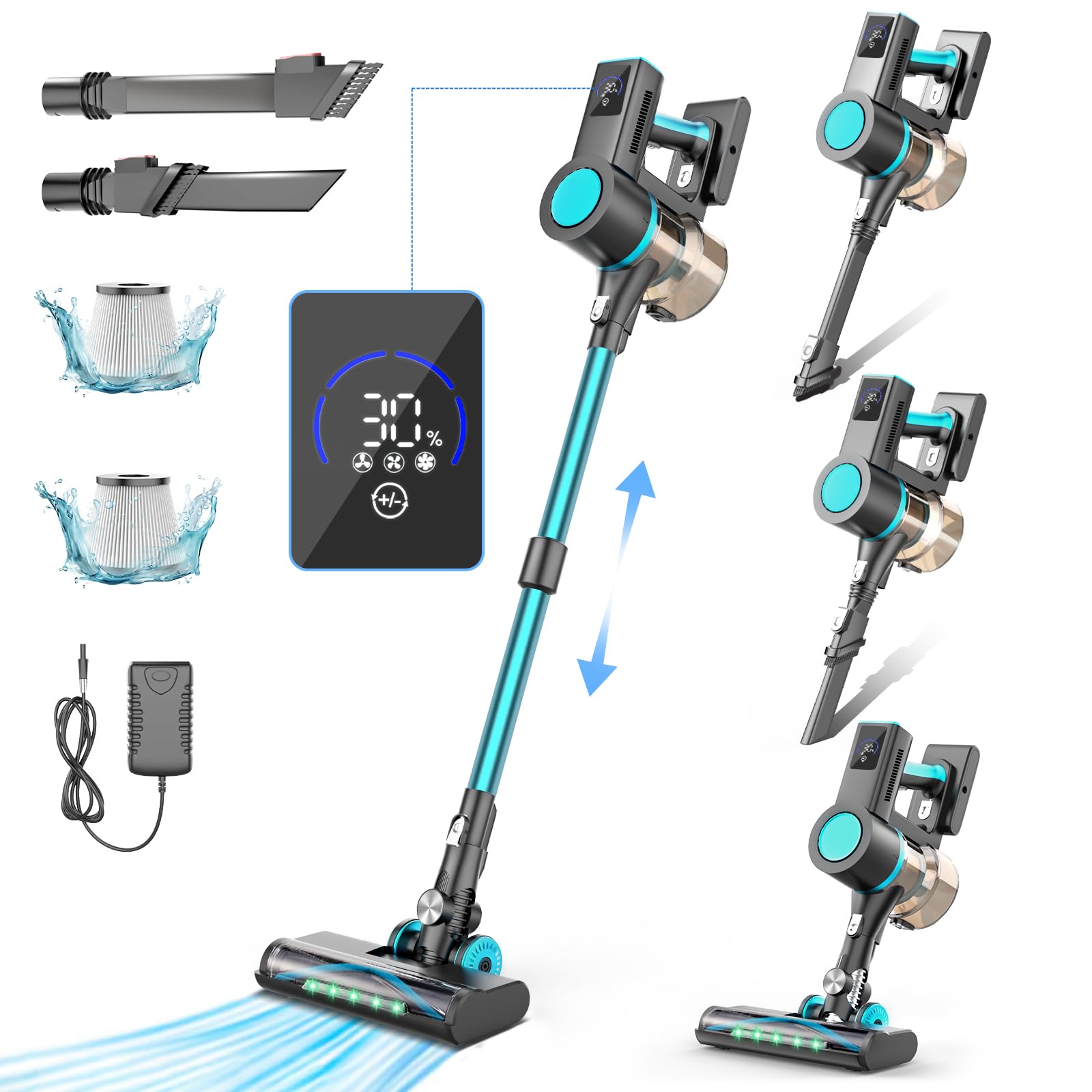 Cordless Vacuum Cleaner, 450W 48Kpa Powerful Stick Vacuum, Up to 70Mins Rechargeable Battery, Vacuum Cleaners for Home Anti-Tangled Lightweight Handheld for Hardwood Floor, Carpets, Pet Hair