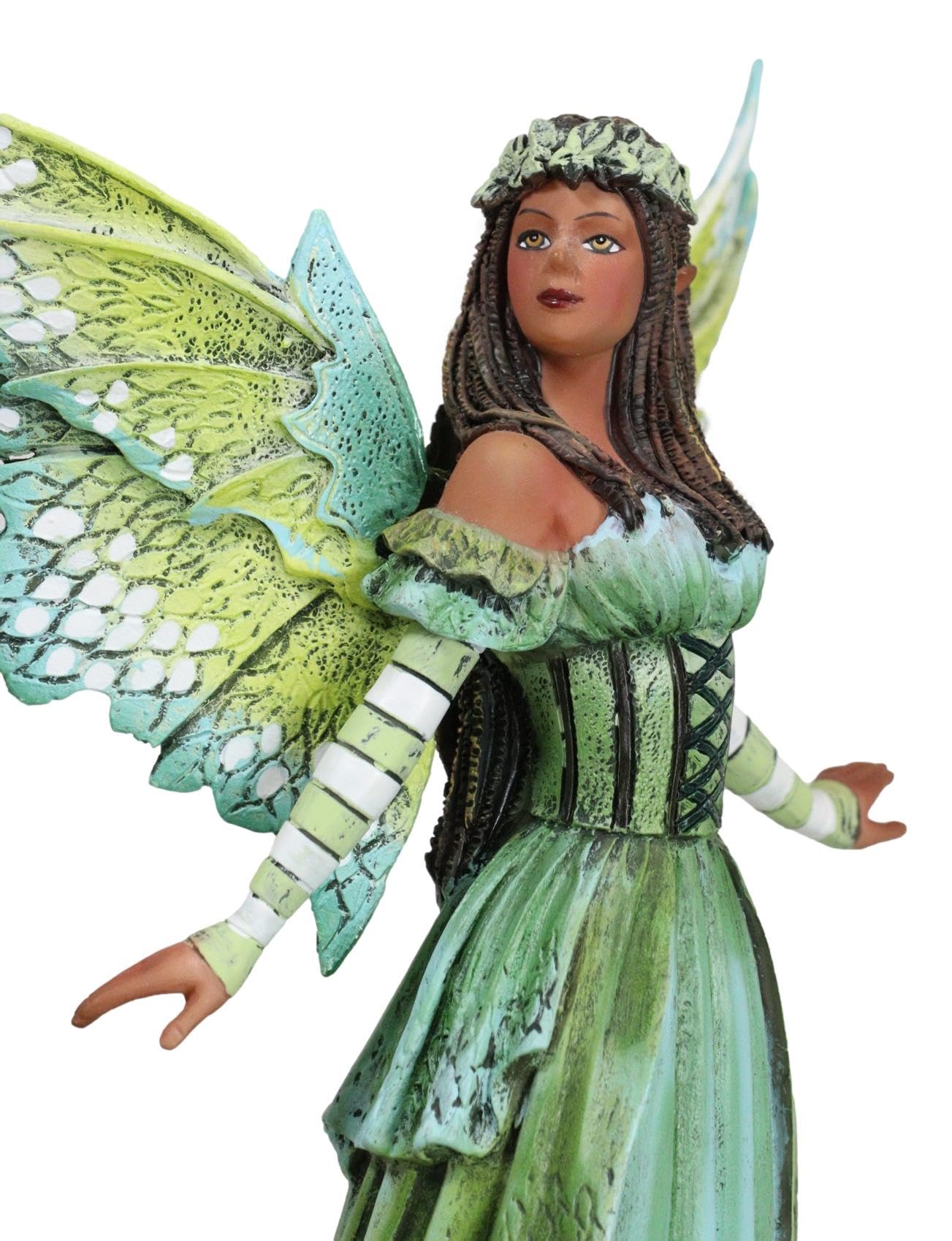 Ebros Gift Amy Brown Fantasy Magic Green Goddess Ebenholz Fee Königin des Waldes mit Haustier Camo Drachenfigur Dungeons and Dragons Faery Kingdom Mythische Skulptur