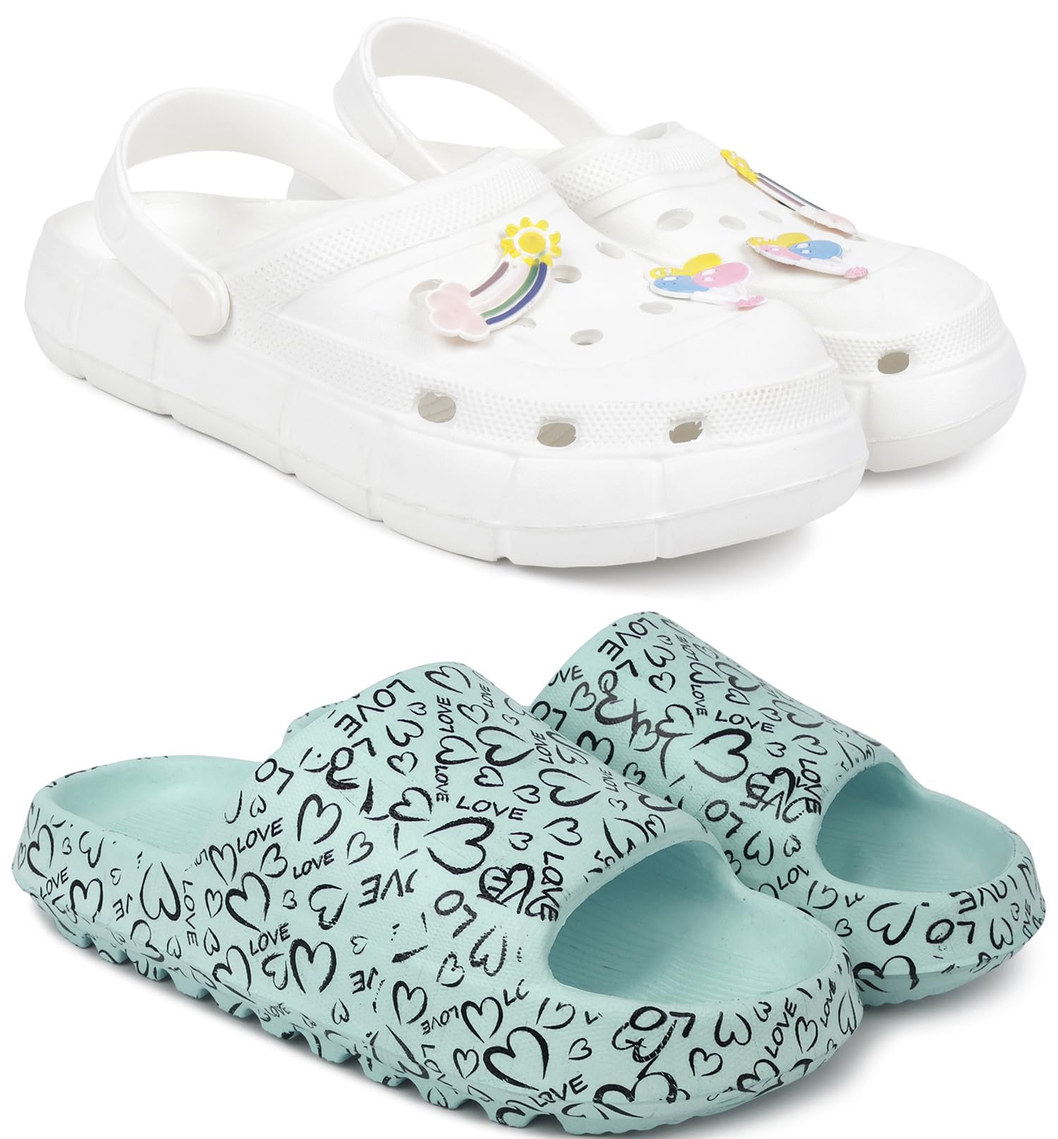 pampy angel Combo Pack of 2 Slipper/Flip Flops/Slides/Clogs/Sandals with Adjustable Back Strap for Women (WCL-Ranbo,YW-Love)-picture-45