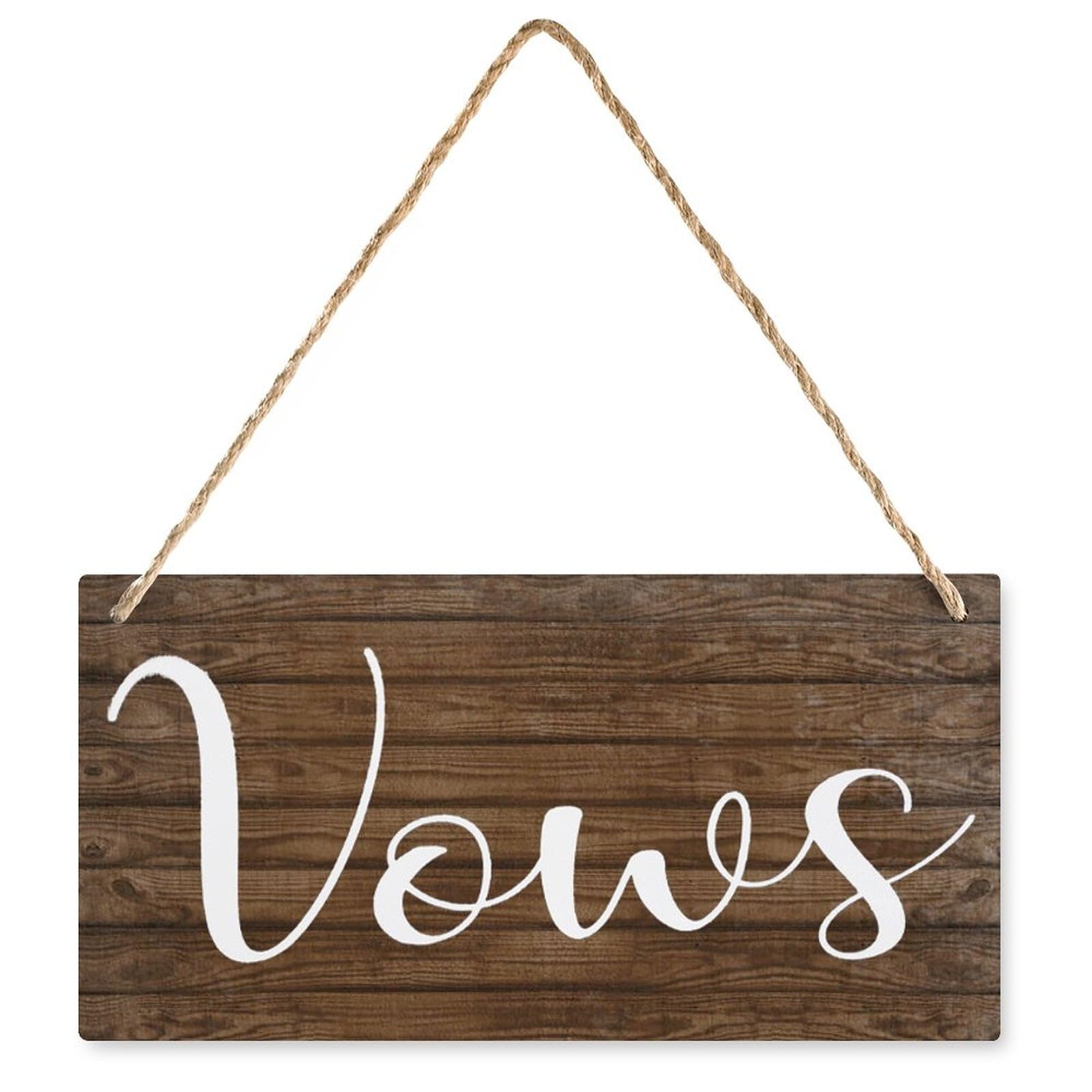 Wood Decor Sign Vows - Wedding-Themed Retro Wooden Hanging Decor, Home/Door/Fence Vintage Wall Plaques 12X6 Inch