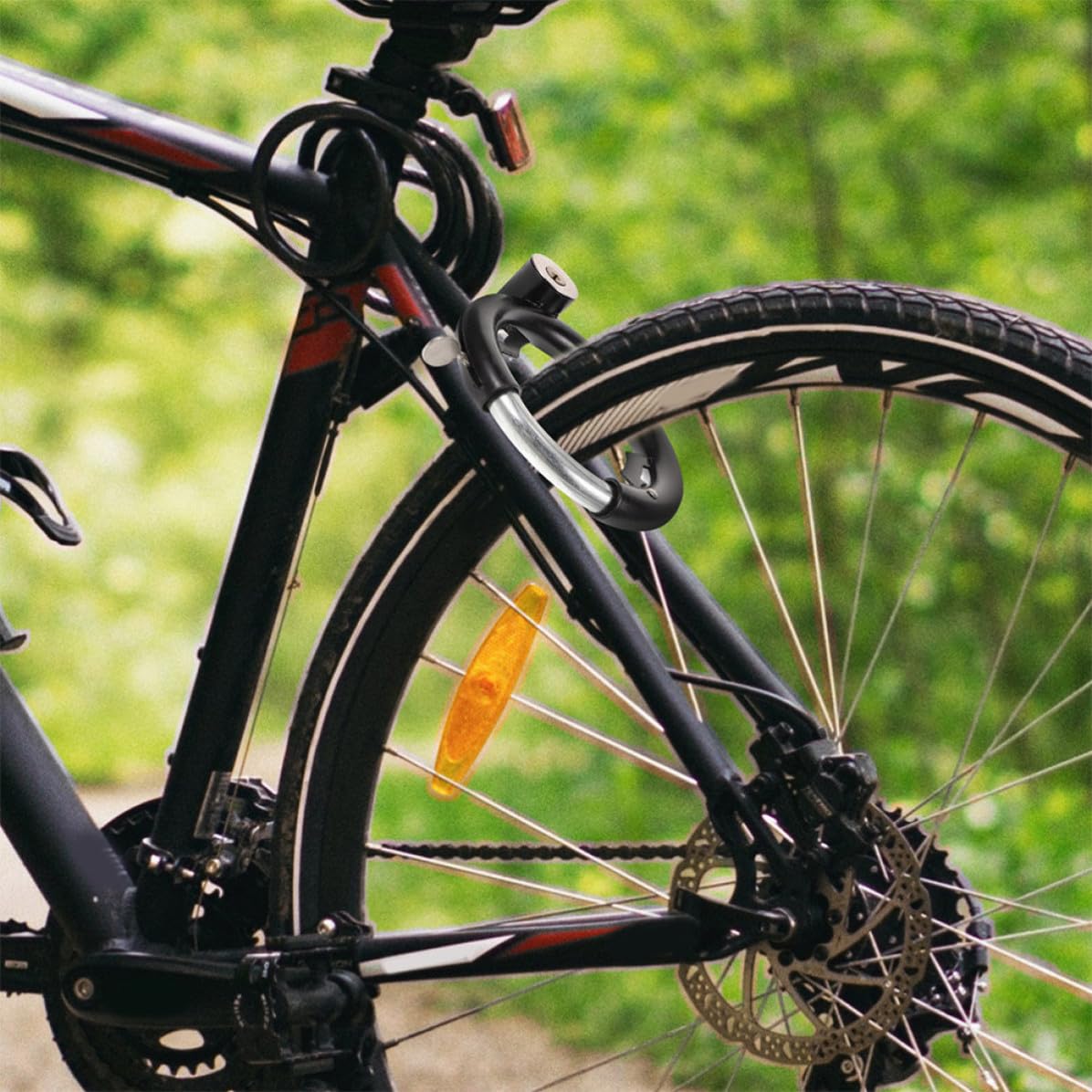 ARTIBETTER 3 Set Lucchetto per Bicicletta Antifurto, Catena per Bici in Acciaio Inox Nero, Resistente All'usura e Antigraffio, per Mountain Bike e Bicicletta,