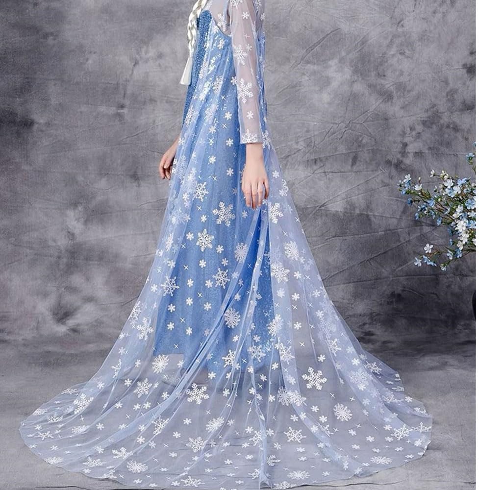 Snowflake Silver Foil Organza Fabric, Sheer Fabric ，Fabric by The Yard Snowflake Tablecloth Christmas Gift Wrapping Birthday Wedding Party Decorations DIY Sewing Crafts (Blue (10 Yards))