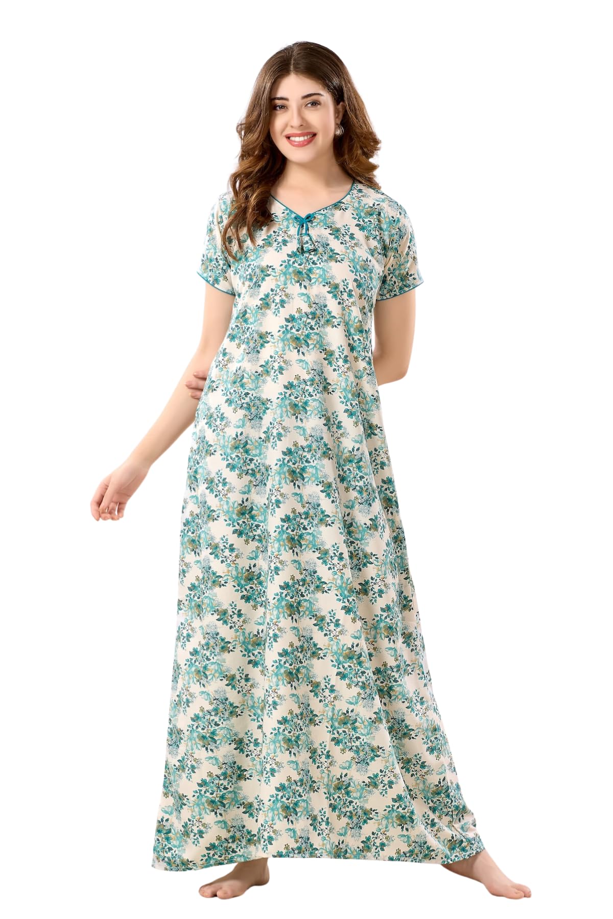 Women's Premium Cotton Sleeveless Gown | All Over Printed Maxi for Women | Night Wear | Full Length Night Gown-image-13