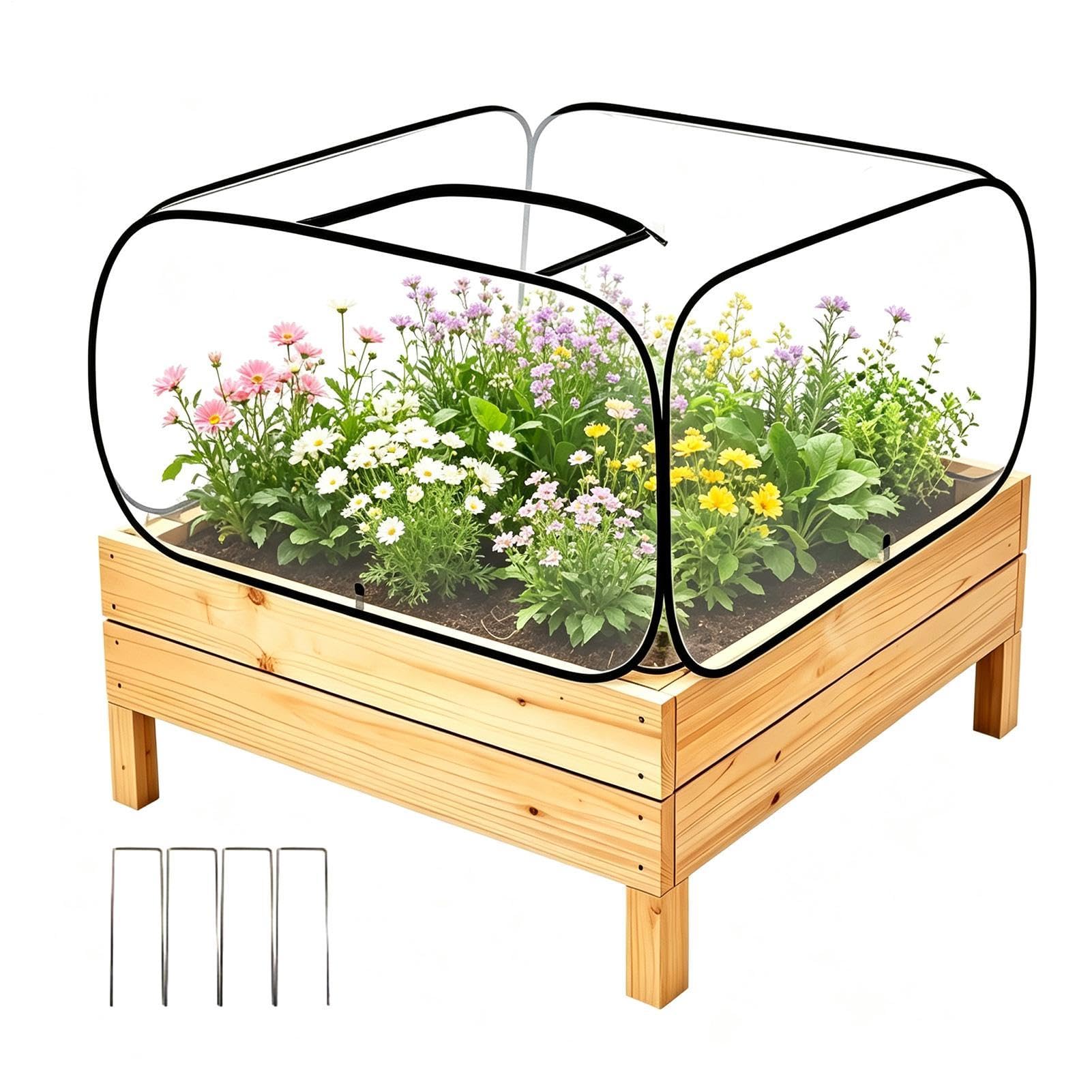 Garden Frost Cover - PVC Transparent Raised Bed Greenhouse Protector 100cm