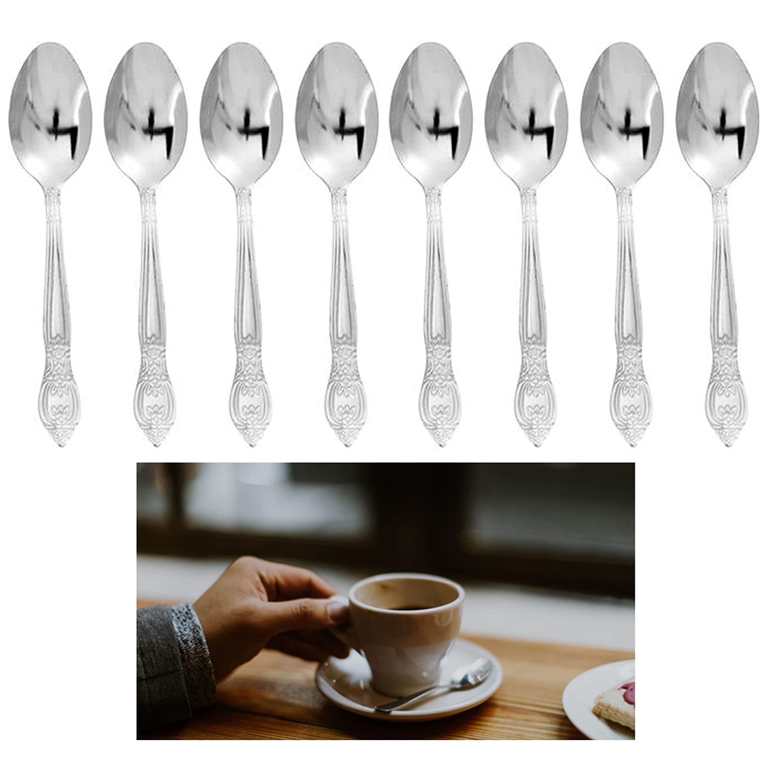 12 Pc Teaspoon Set Stainless Steel Coffee Tea Spoons Flatware Silverware Cutlery Silver Variable