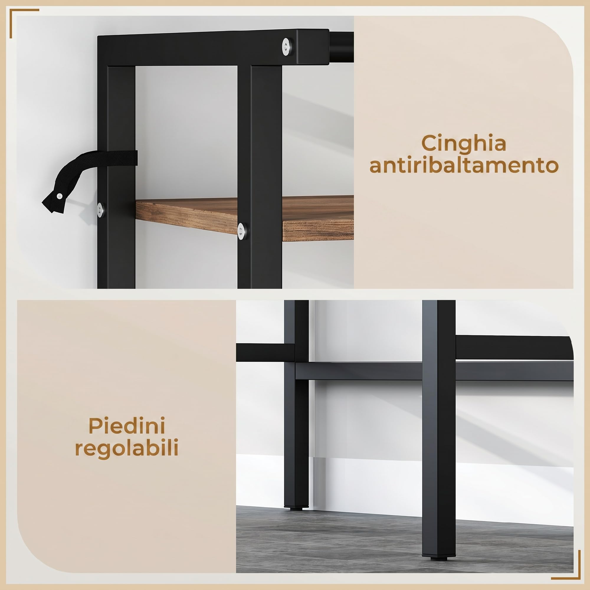 HOMCOM Mobile Sopra Lavatrice Coprilavatrice 67x40x161.8cm Marrone/Nero | Ripiani, Barra Appendiabiti, Scaffale Coprilavatrice Asciugatrice, Bagno e Lavanderia