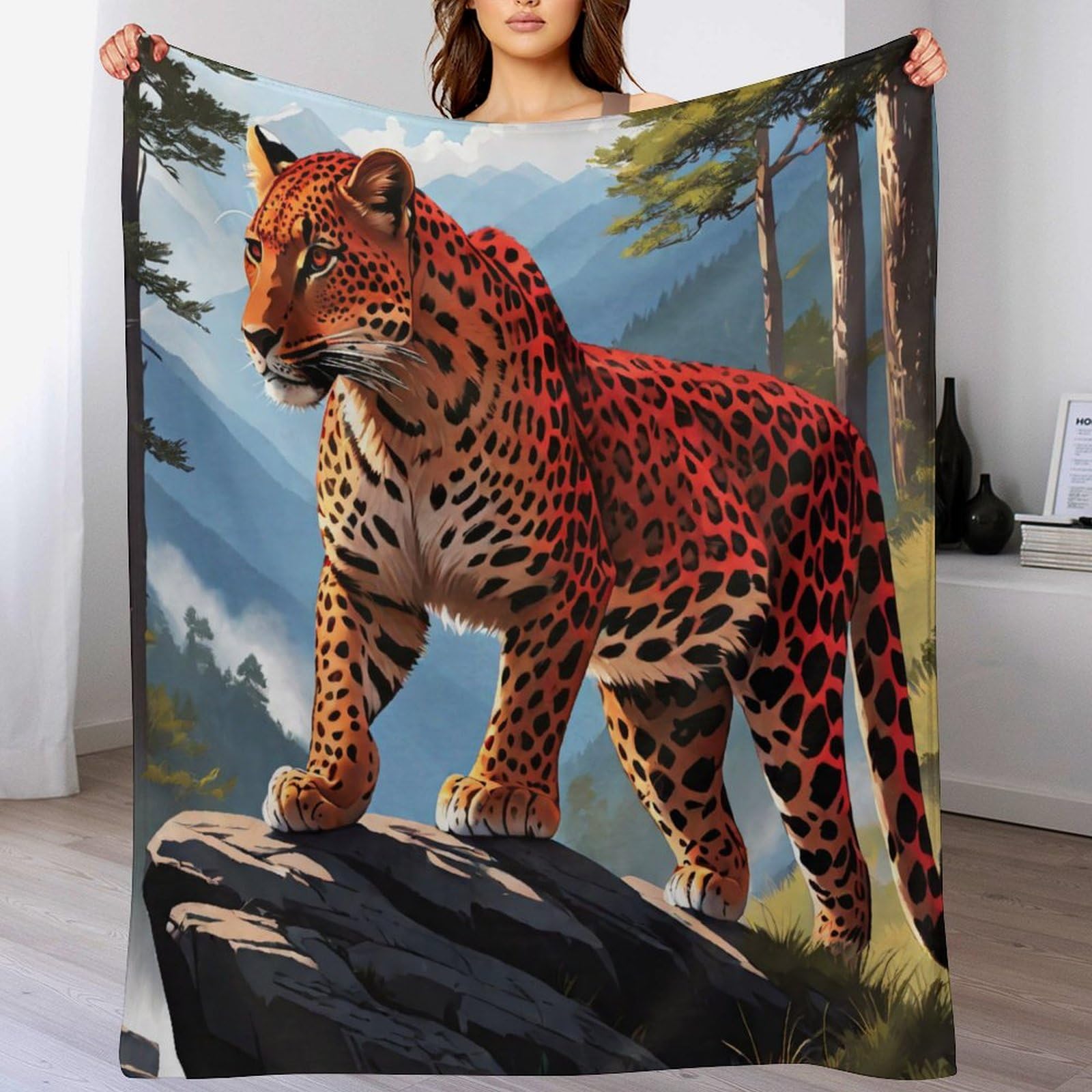 Manta de guepardo ideal para tardes de películas en el sofá y noches frías de invierno