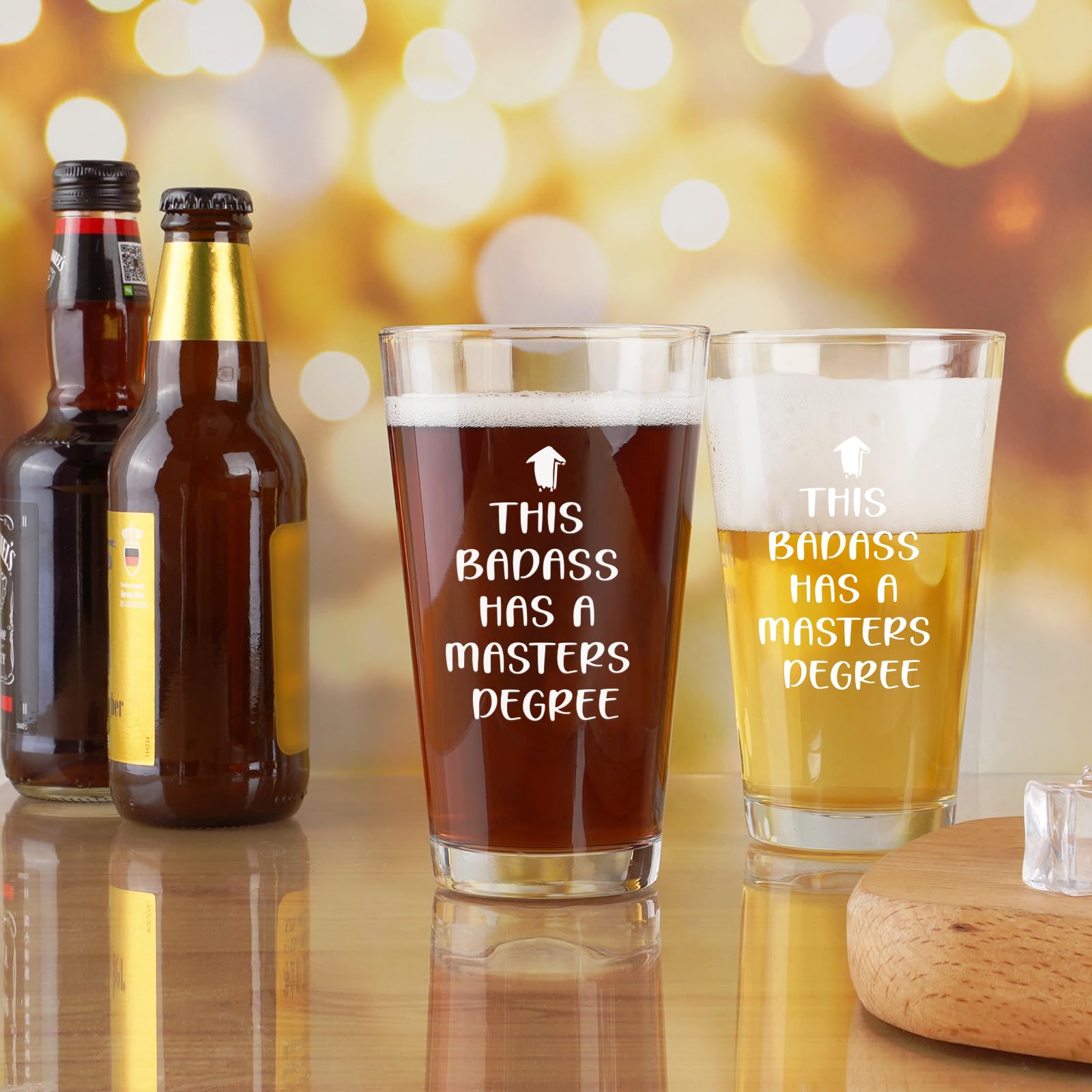 Futtumy Masters Degree Beer Glass - 15Oz, Graduation Gift for Him Men, Badass Design Beer Glass, Masters Gegree Graduation Gifts for Him Men, Perfect for Home or Office Use