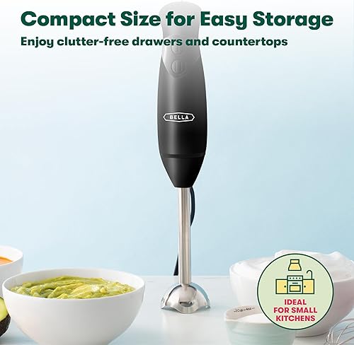 Miniatura 5 de BELLA Batidora de Mano de Inmersión, Mezclador Portátil con Accesorio de Batidor - Exprimidor Manual Eléctrico, Sacude, Hace Comida para Bebés