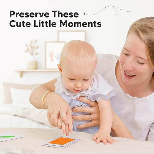 Miniatura 155 de Kit de 4 manos y huellas de bebé sin tinta, almohadilla de tinta sin desorden para recuerdo de recién nacidos, kit de huellas de nariz de perro