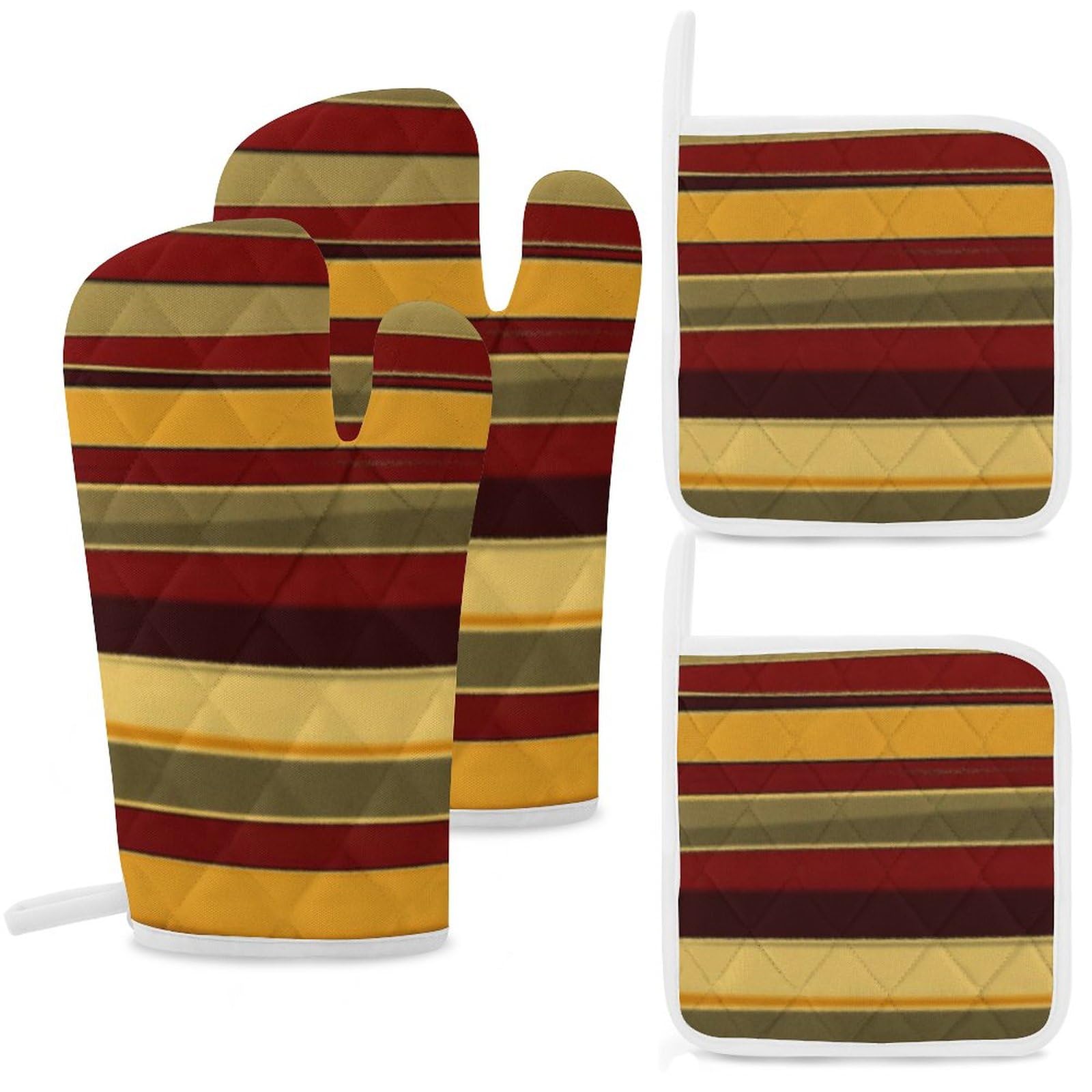 4Pcs Oven Mitts and Pot Holders, Heat Resistant Oven Mitts Gloves Set Kitchen Hot Pads for Cooking Grill