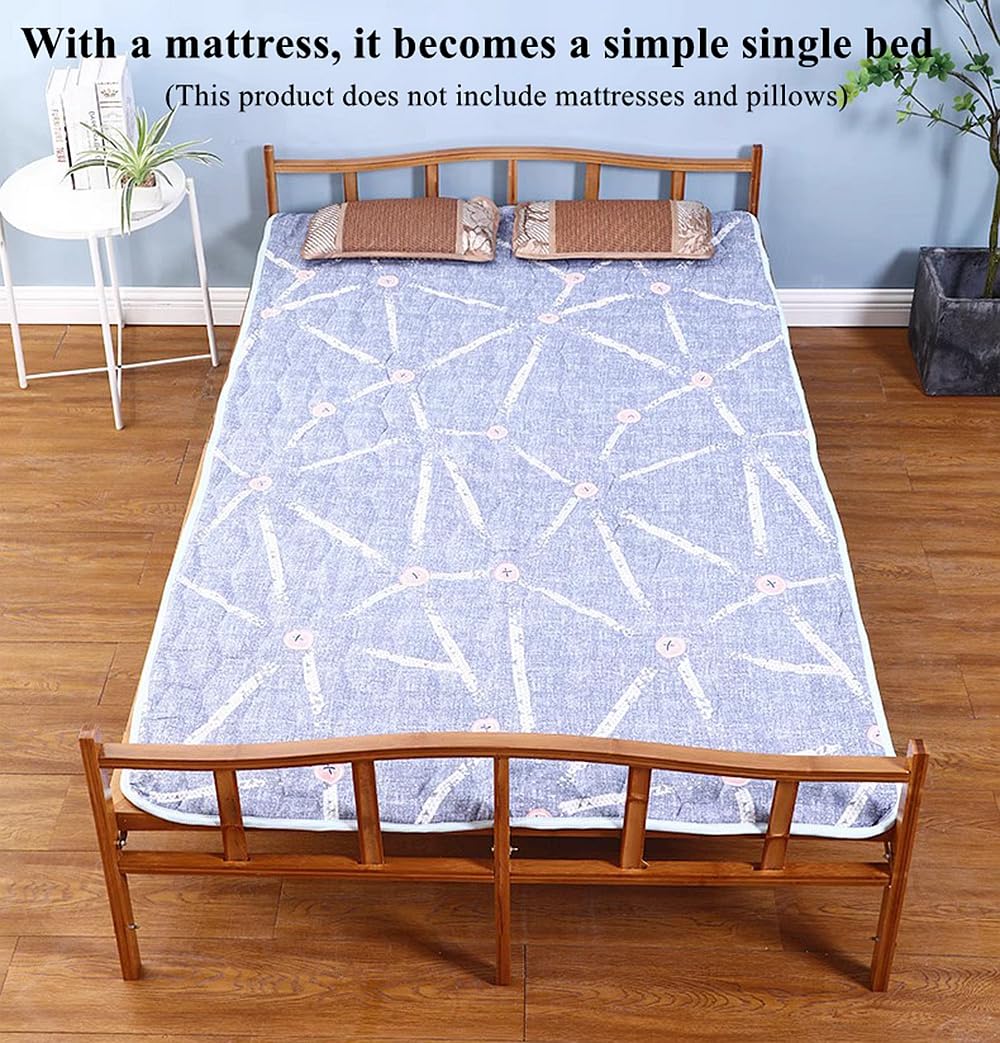 LOBOTOU Folding Bamboo Bed for Single Lunch Break, Portable