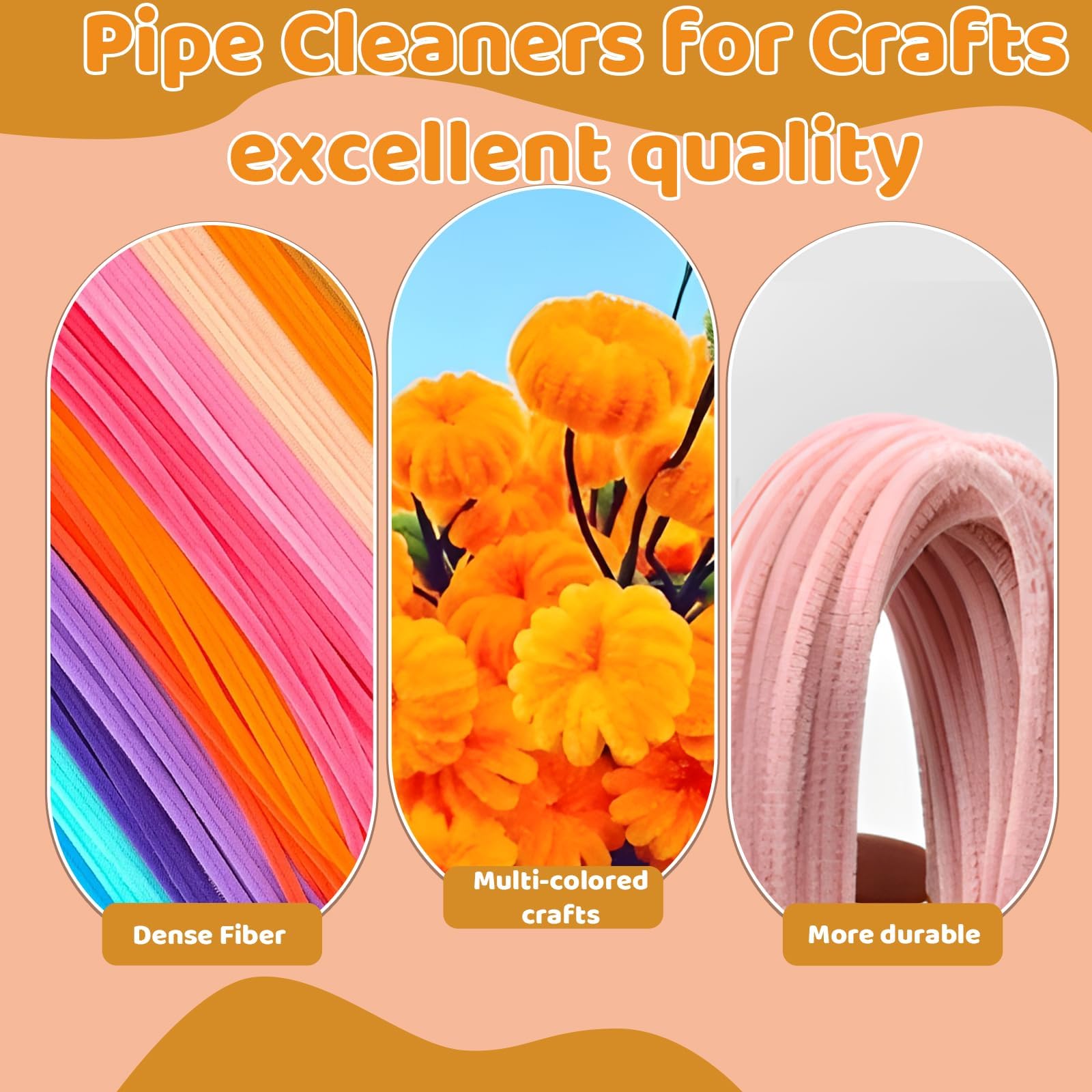 300 PCS 20 Colors Pipe Cleaners for Craft, Pipe Cleaner Flower Bouquet, Craft Pipe Cleaner Set, Valentine's Day Flower Making Supplies, Vibrant Color Craft Stems for Creative Handmade Gifts 2