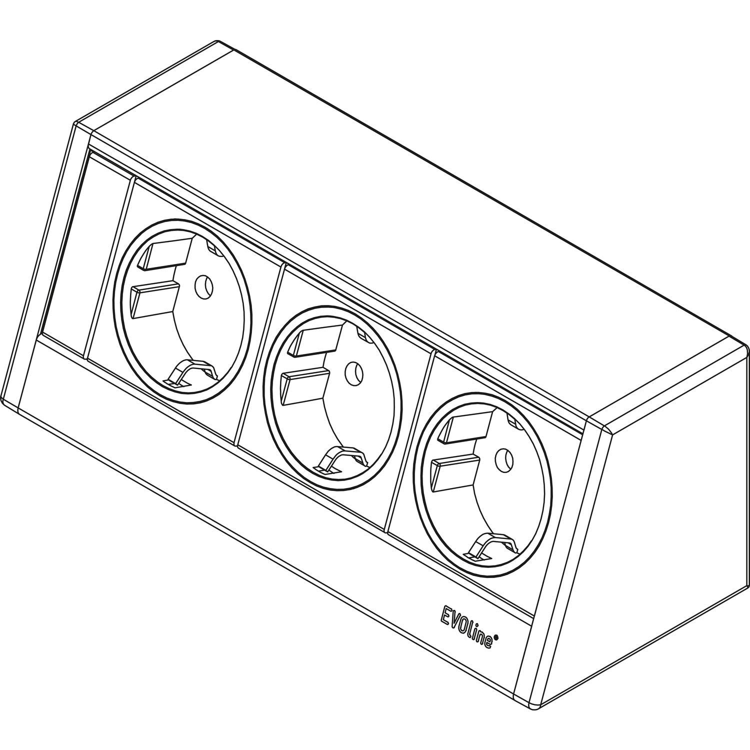 EVOline R-Dock 159800014900 Élément de prise 3 prises Schuko Noir
