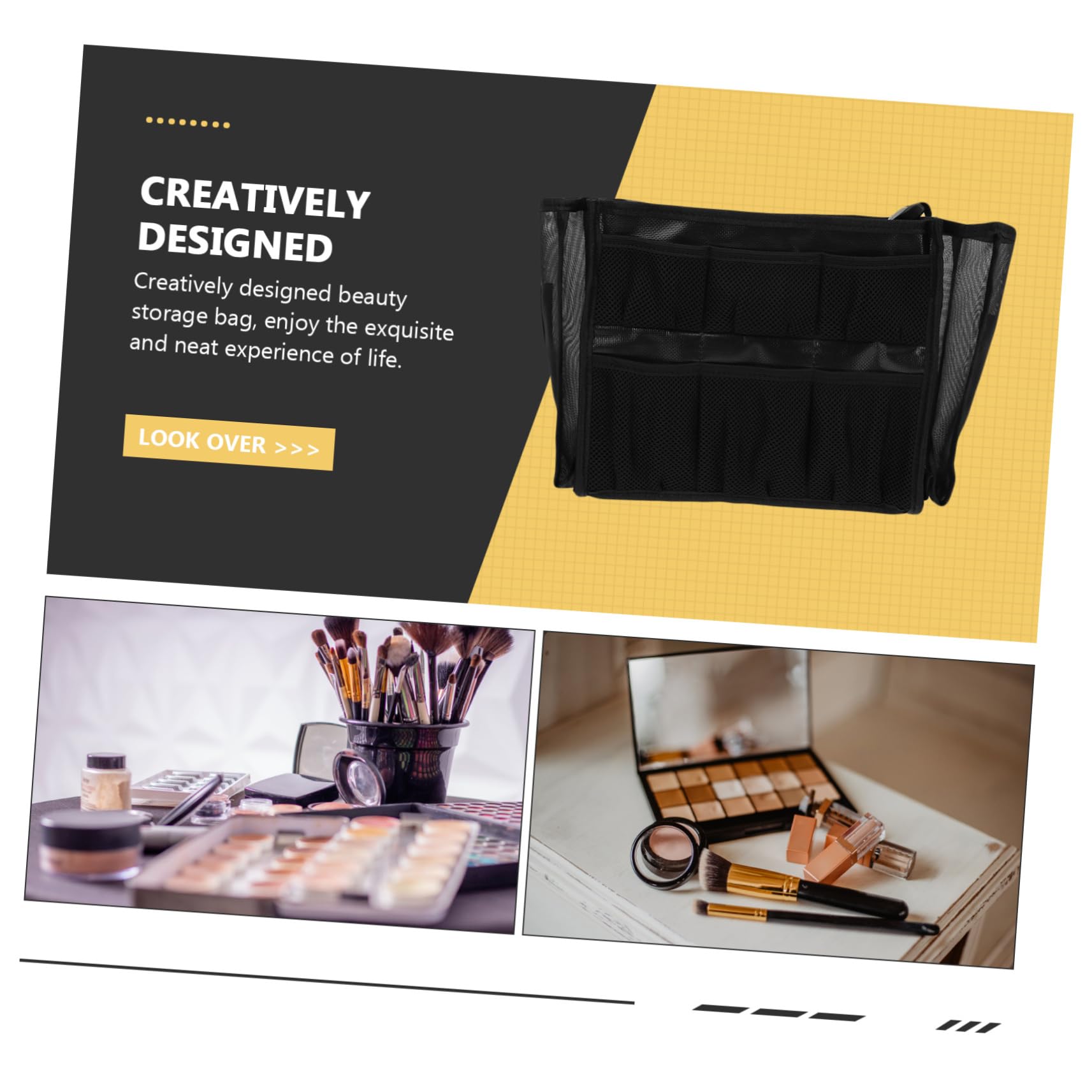Professionelle Make Up Pinseltasche mit Großem Fassungsvermögen Schwarz