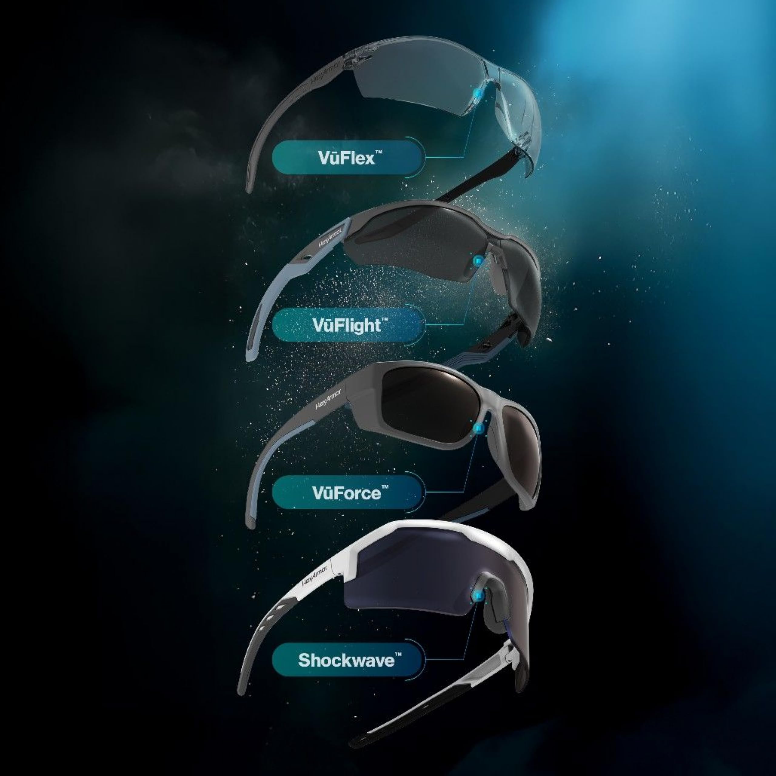 HexArmor Shockwave - Gafas de trabajo de seguridad | ANSI Z87+, UV, antivaho, polarizadas