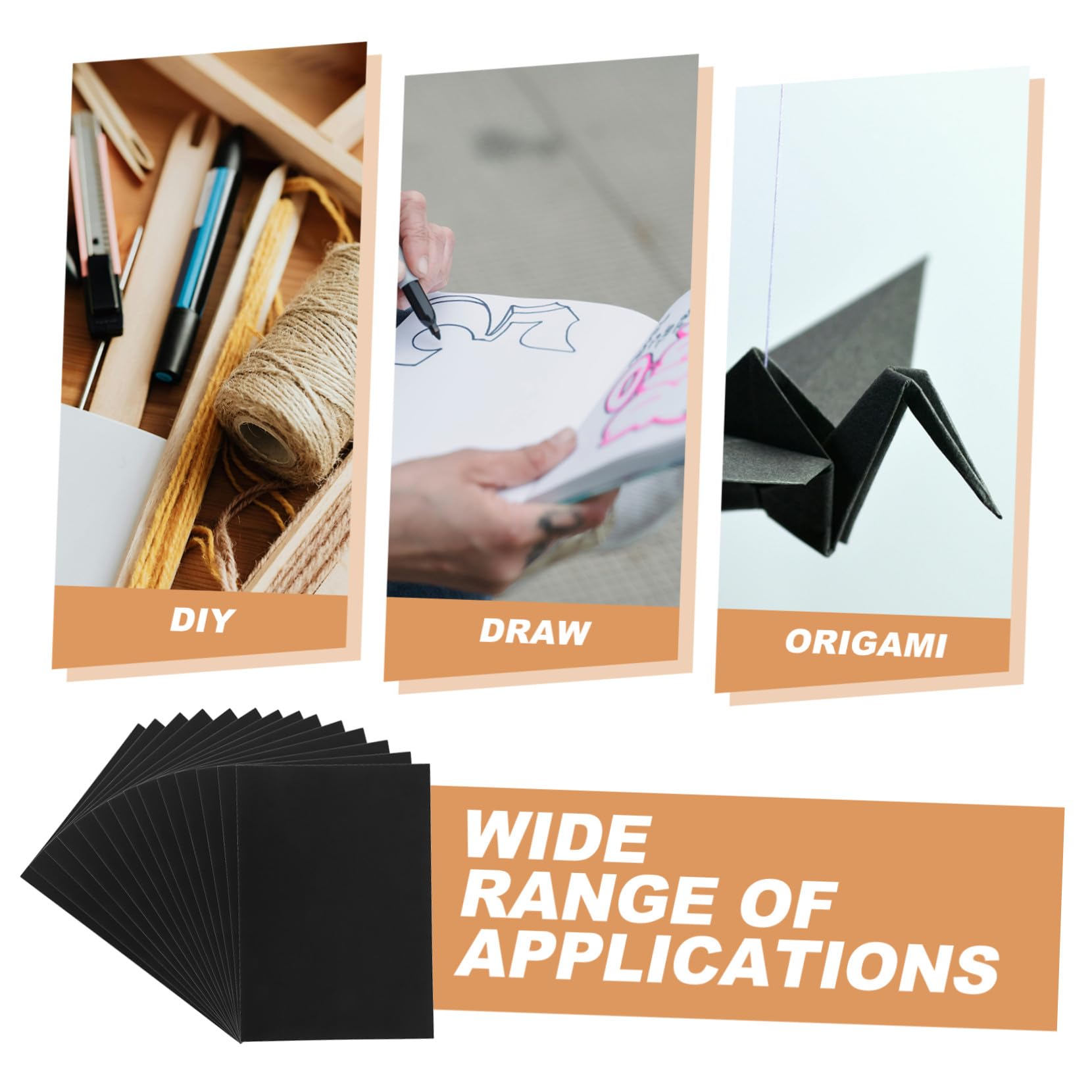 50 feuilles Papier Cartonné Noir DIY Créatif pour Loisirs Créatifs Peinture et Bricolage Papier à Dessin Résistant pour Activités Manuelles et Ateliers Groupe