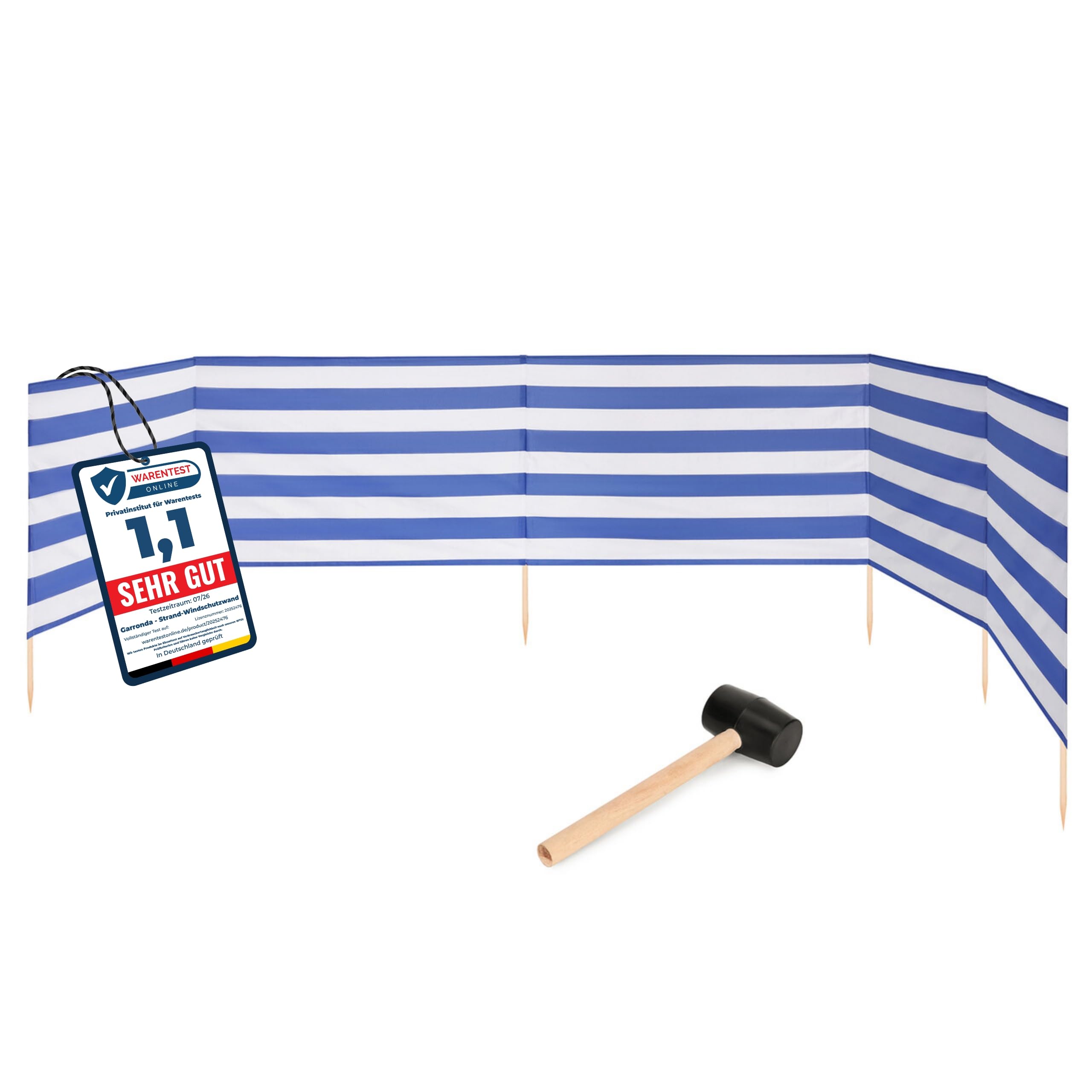 Garronda Paravento da Spiaggia, Protezione dal Vento, Protezione Privacy, Spiaggia, Giardino, paravento 6 m + Martello di Gomma GAEX001