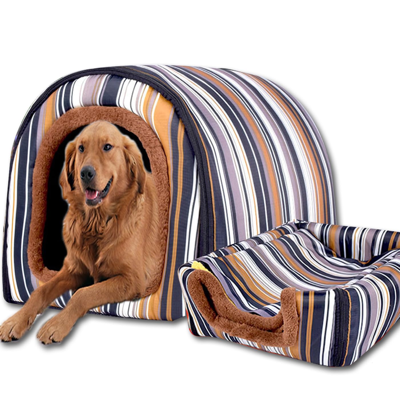 Cuccia per cani 2 in 1, calda, grande, impermeabile, di lusso, rimovibile, anti ansia, per interni ed esterni (60 x 48 x 42 cm, G)