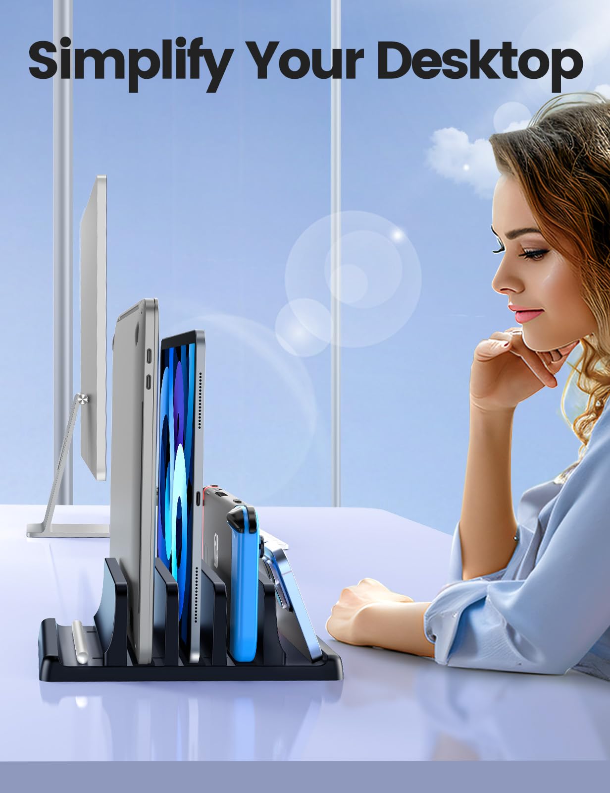VAYDEER Support Vertical pour Ordinateur Portable, Réglable et Polyvalent avec 3 Rainures. Compatible avec Macbook/Pro, Mac, iPad et PC Portables. Design Noir Élégant