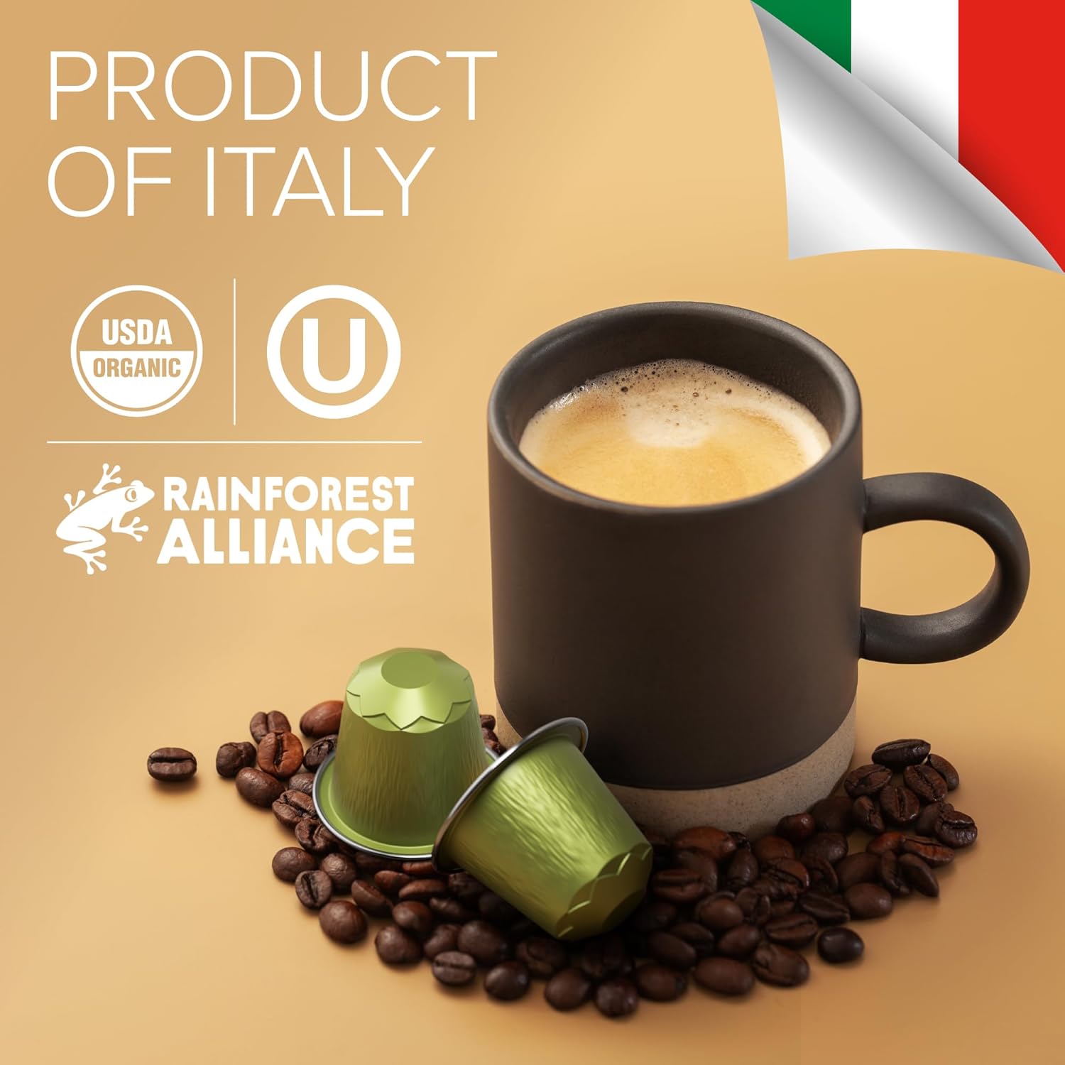 Organic USDA Bestpresso Coffee Aluminum Espresso Pods For Nespresso Original Machine 120 Pack (Naturally Balanced)