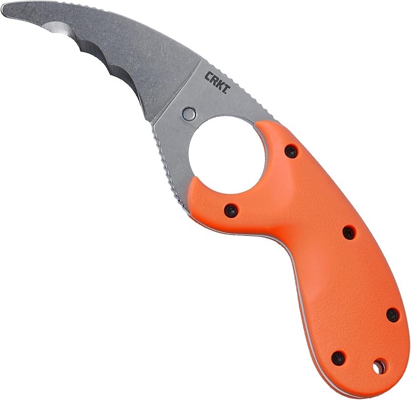 Bear Claw Outdoor Rescue Fixed Blade Knife with Sheath, Orange, 2511ER | 2.38" Hawkbill Blade, AUS 8 Steel with Corrosion Resistance, Lightweight GRN Handle, Veff Serrations, Outdoor and EDC Use