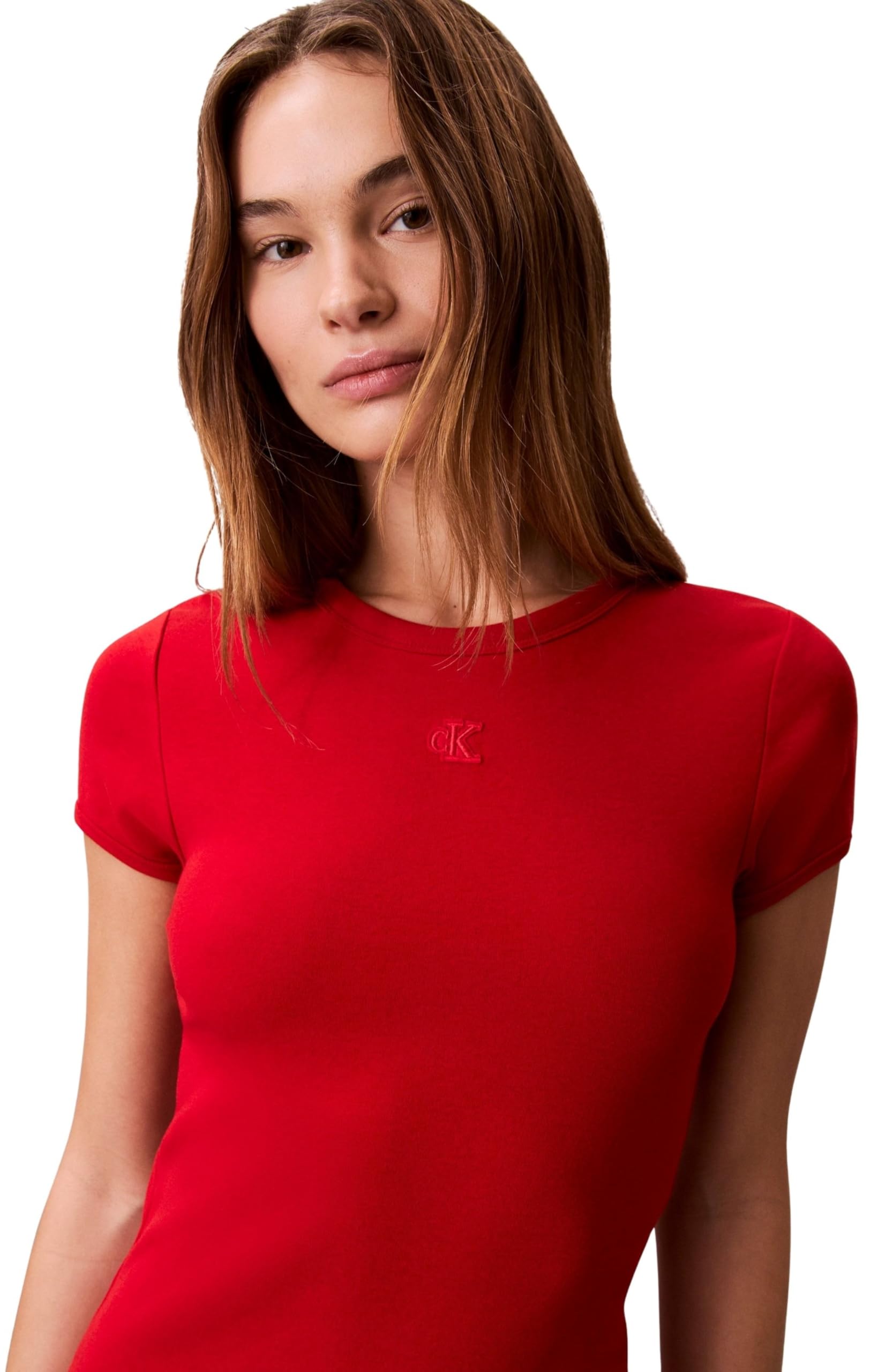 Calvin Klein Donna Abito a T-Shirt Mini con Scollo Rotondo