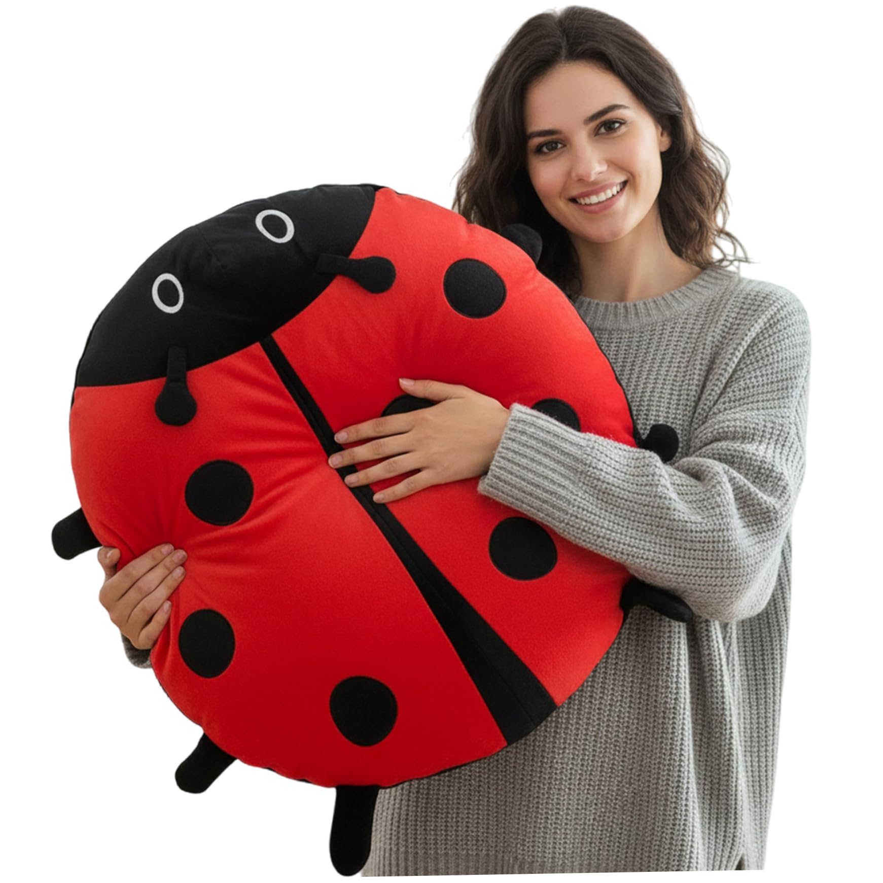 Tragbares Kissen-Marienkäfer-Plüschkostüm, 39-Zoll-Riesen-Marienkäfer-Stofftier mit weichem Plüschkissen für Kinder und Erwachsene, Decoraciones de invierno