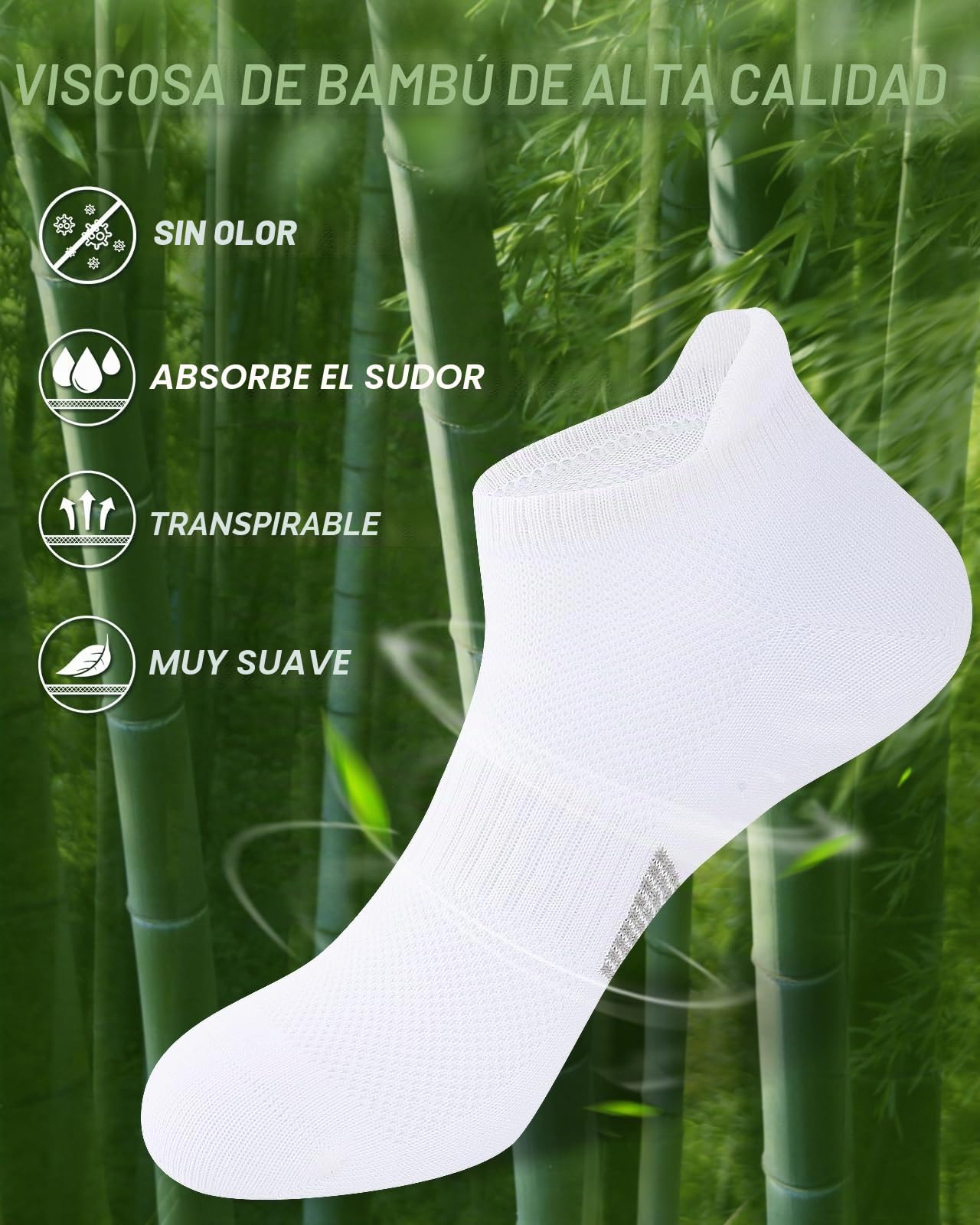 Calcetines deportes de bambú para Mujer/Niñas, 6 pares,calcetines cortos，running，transpirables,calcetines tobilleros，con caja de regalo
