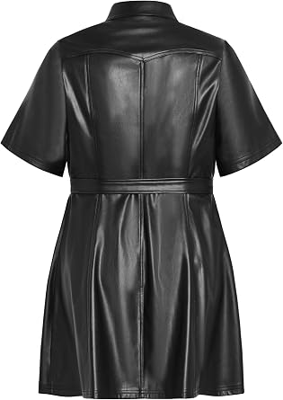 Plus Size Dress PU Hunter in Black