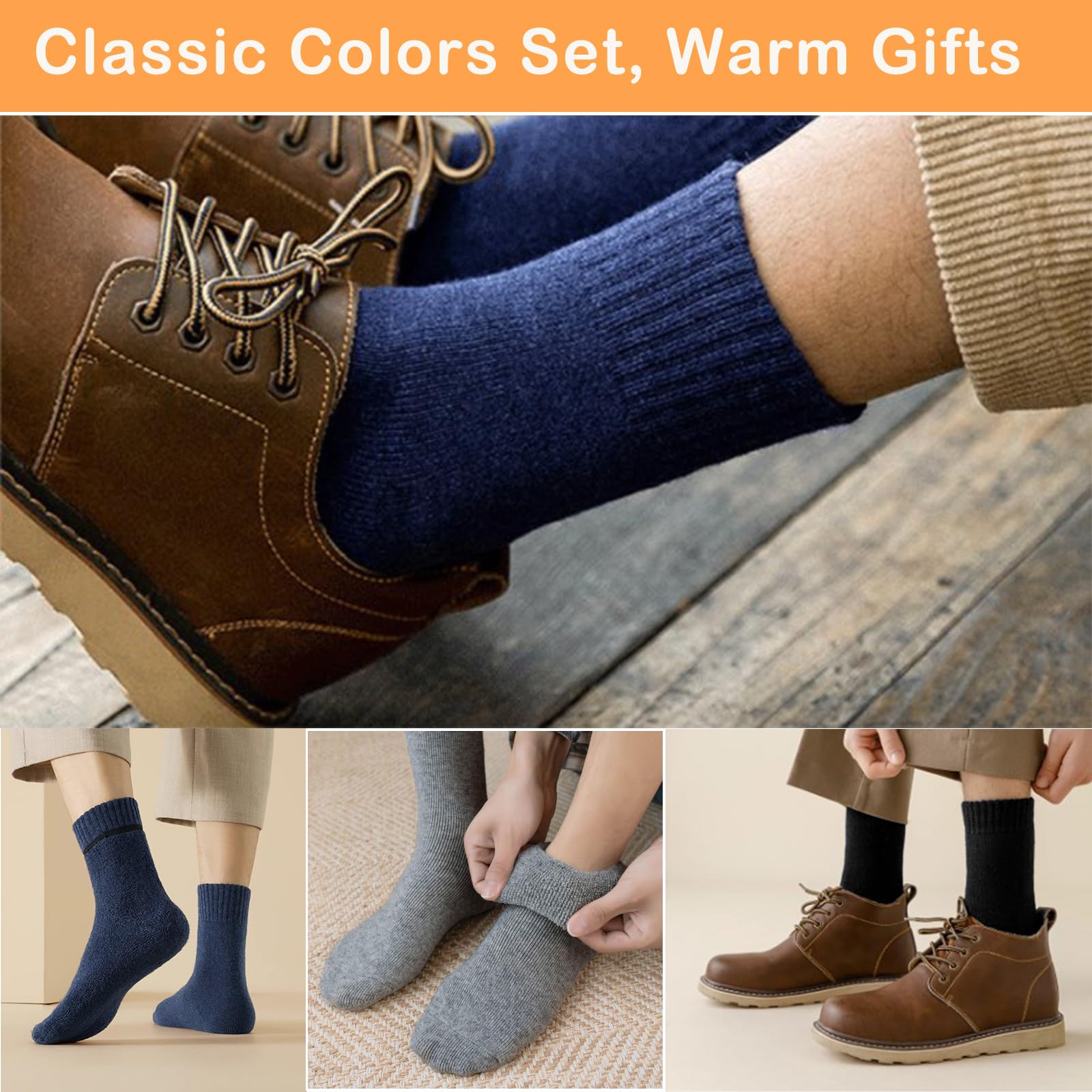 MOSOTECH Calze Termiche Uomo, 5 Paia Calzini Uomo Invernali in Spugna, Calzini Caldi per Lavoro, Casuale, Trekking, EU 39-45