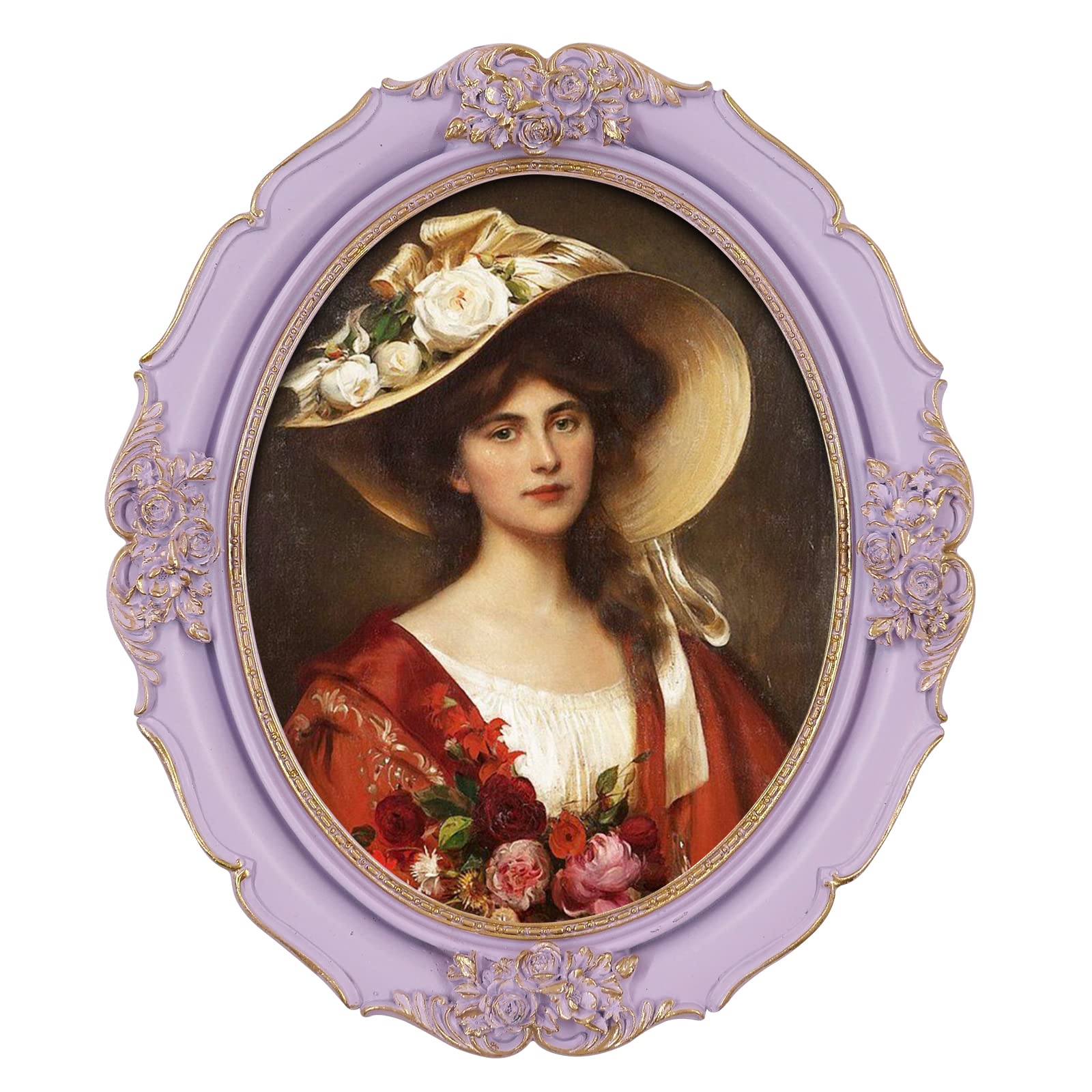 Cadre photo ovale de 20,3 x 25,4 cm baroque violet finitions dorées de prestige