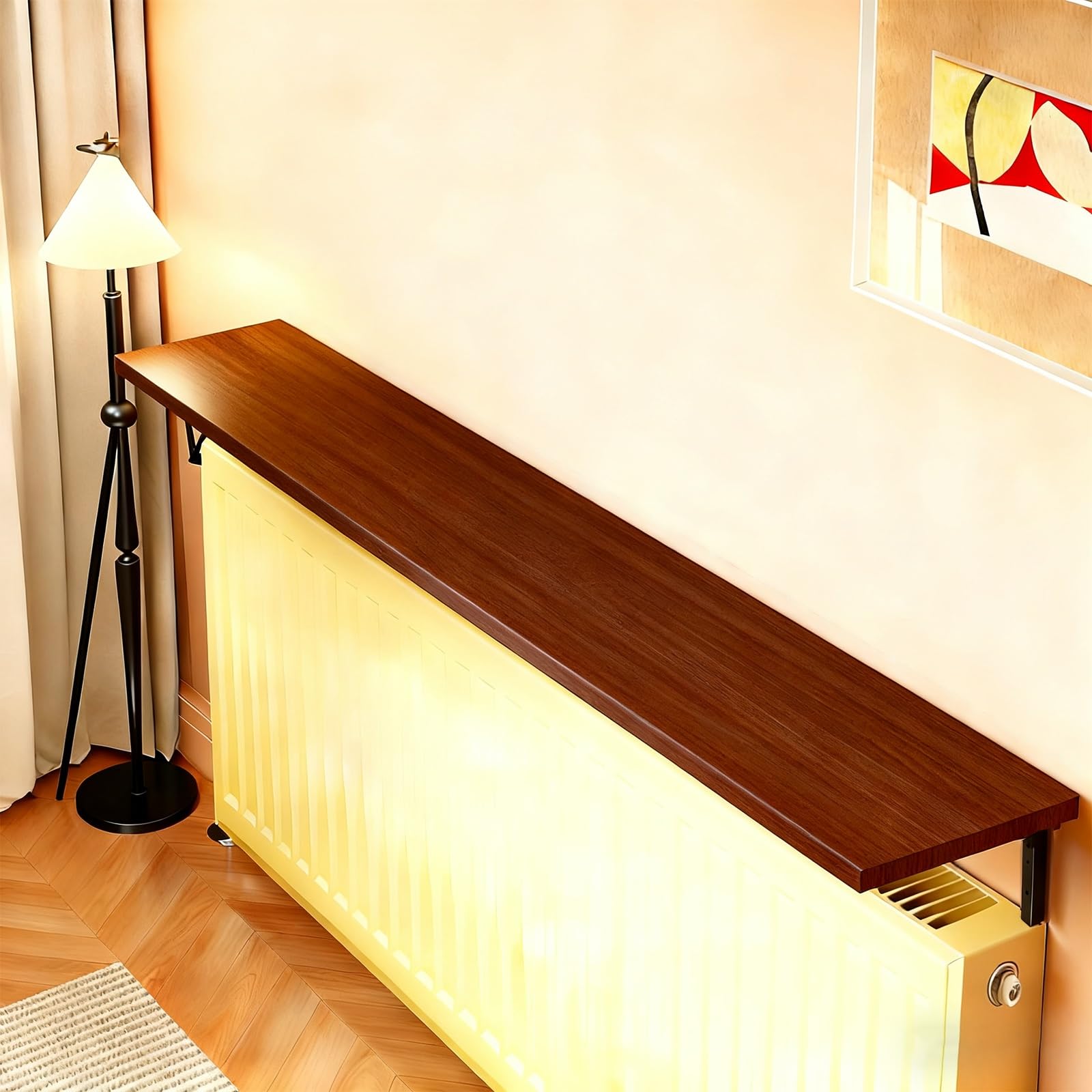 Étagère au-dessus du radiateur anti-fumée pour protéger vos murs blancs