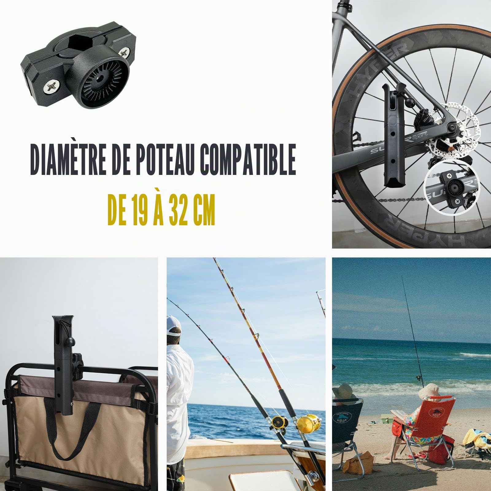 Support De Canne à Pêche Réglable VEXPLO - Pour Vélo, Chaise, Chariot, Scooter, VTT - Pince De Fixation (diam. 4,1 Cm) Support Canne à Pêche Réglable Support De Canne à Pêche Réglable VEXPLO - Pour Vélo, Chaise, Chariot, Scooter, VTT - Pince De Fixation (diam. 4,1 Cm) Support Canne à Pêche Réglable