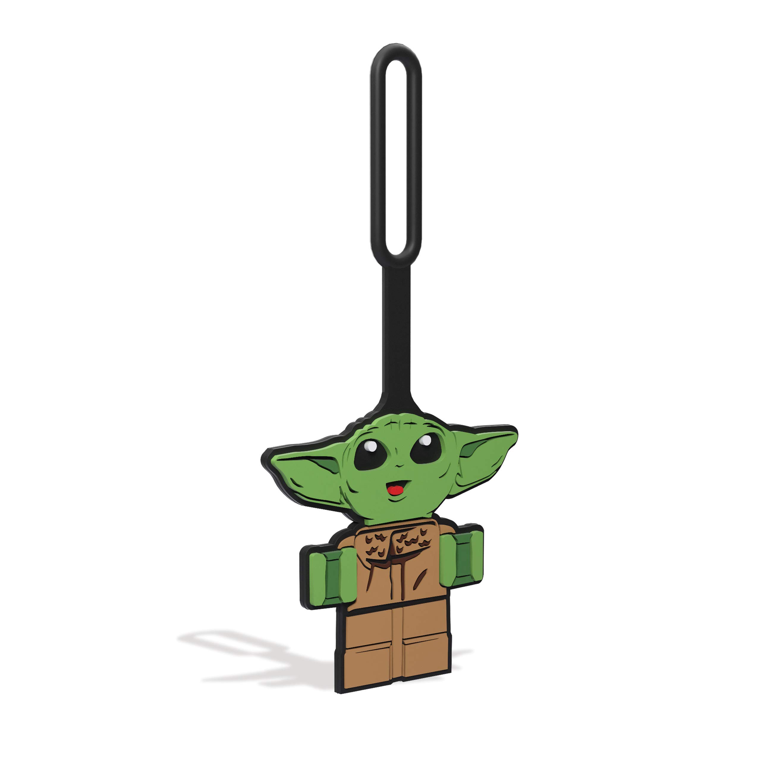 IQLego Star Wars Silicone Luggage Tag - Smiling Grogu (52961) writable Surface on Back for ID Identification, Measures 6.5 inches Long, for Travel, Suitcase, Backpack