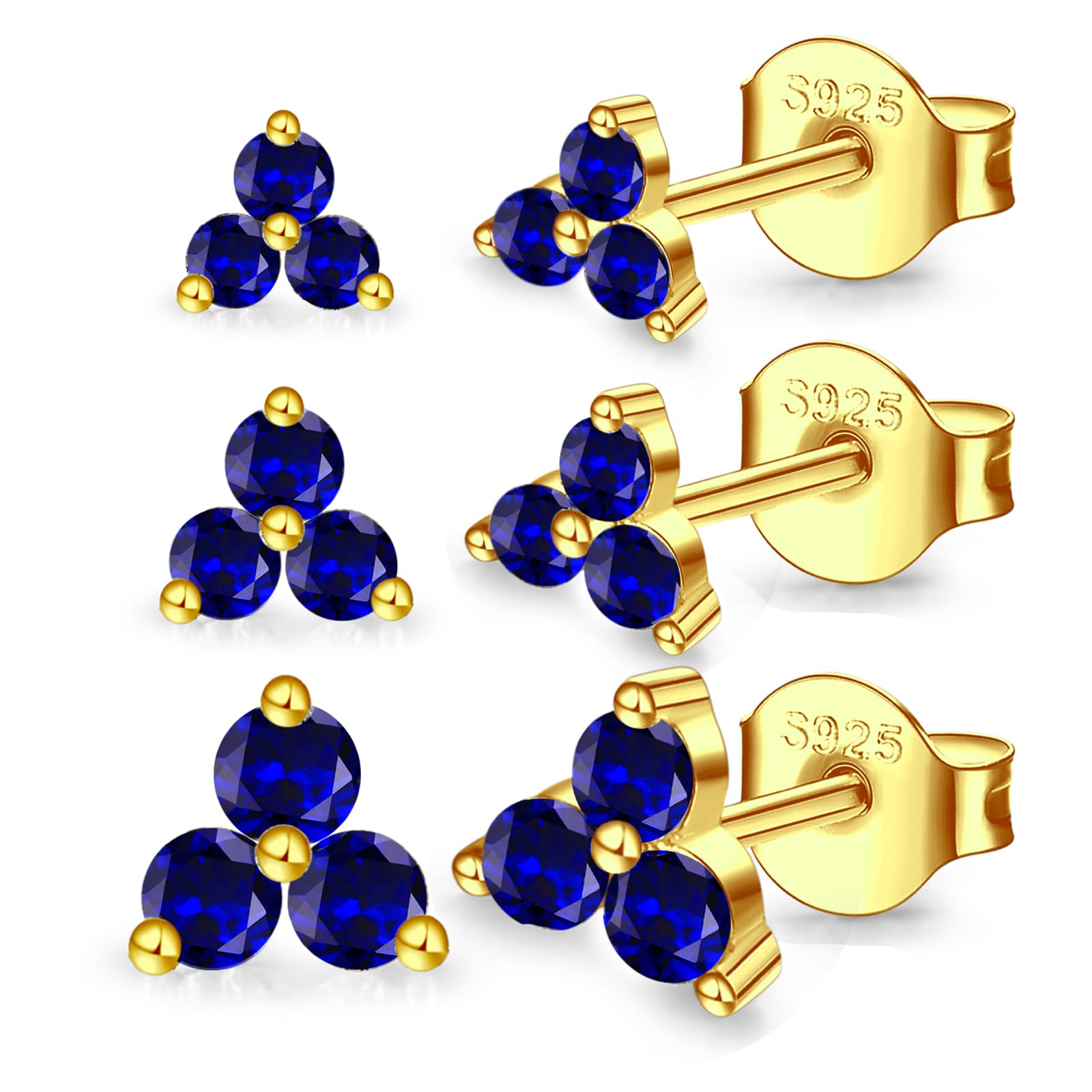 MASOP Ohrstecker Silber Gold Rosegold Set, Klein Zirkonia Silber 925 Stecker 3mm/4mm/5mm Schmuck Geschenke für Frauen Damen Mädchen