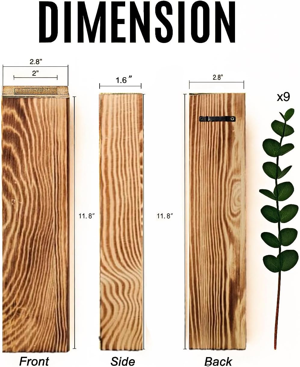 Wall Vases Set of 3 with Artificial Plants Wooden Hanging Planter Vases for Farmhouse, Modern & Rustic Home Decor Living Room, Bedroom, Kitchen, Office Decoration with Faux Greenery